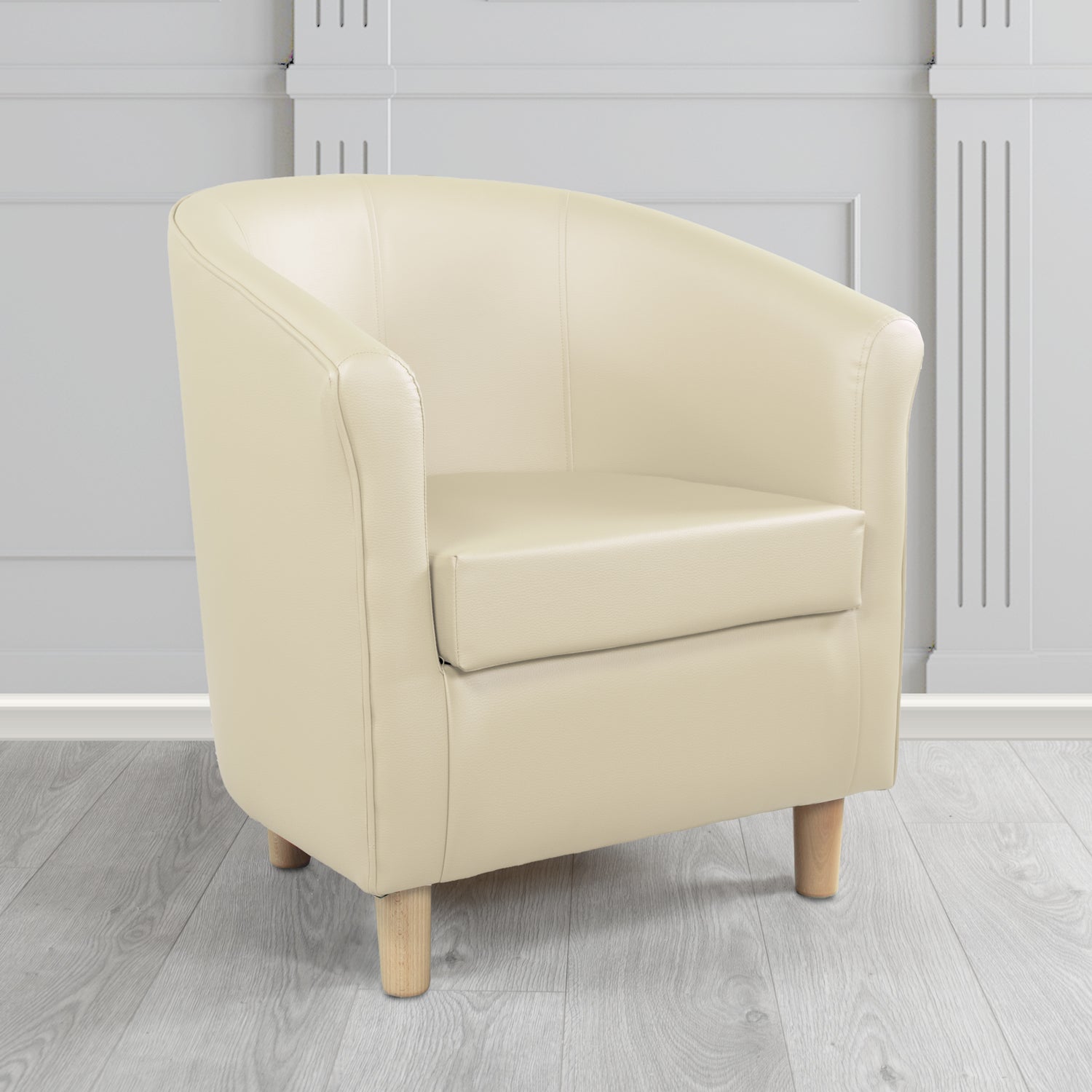 Tuscany Tub Chair in Madrid Cream Faux Leather - The Tub Chair Shop