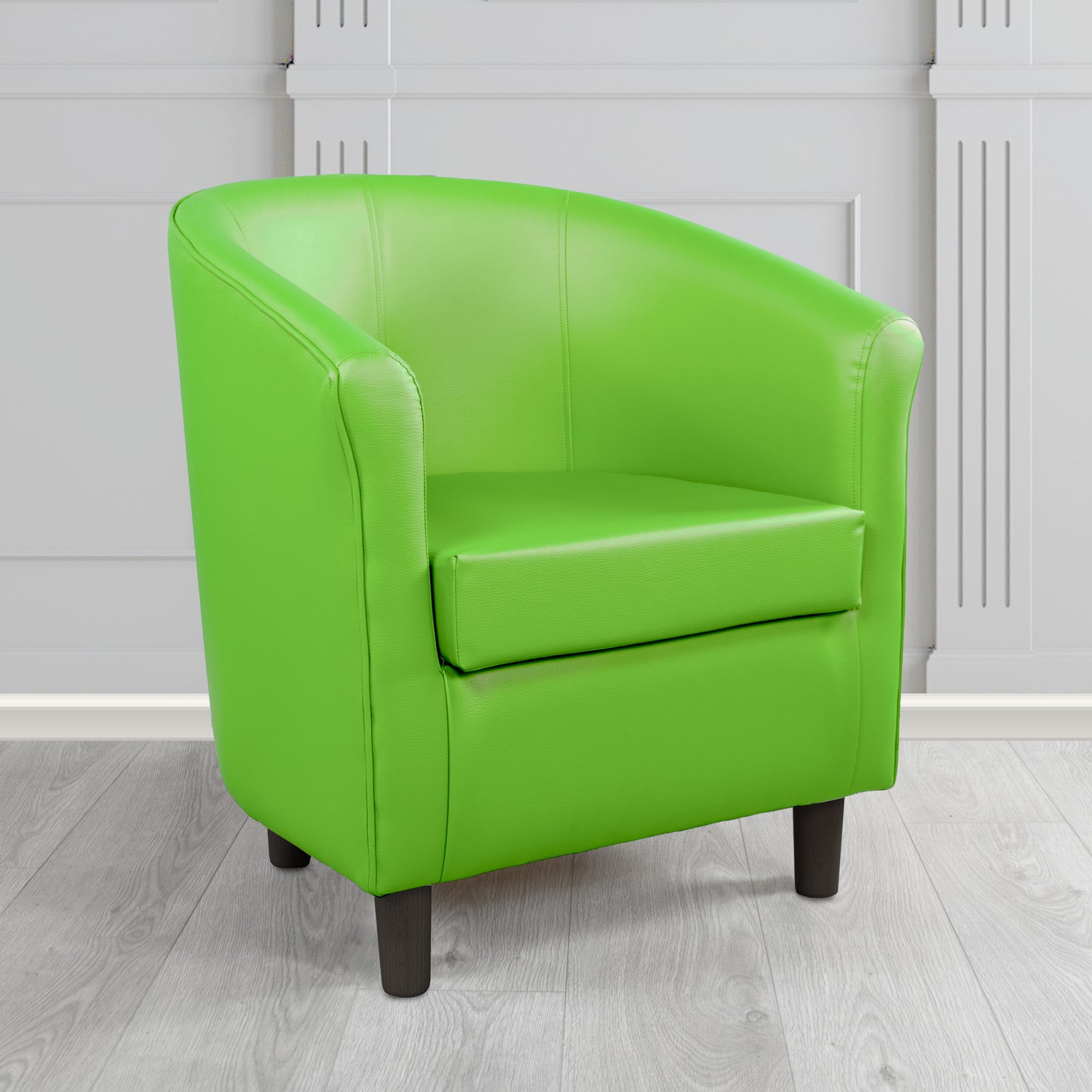 Tuscany Tub Chair in Madrid Lime Faux Leather - The Tub Chair Shop