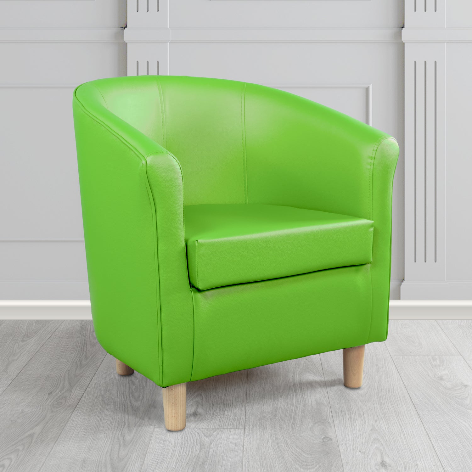 Tuscany Tub Chair in Madrid Lime Faux Leather - The Tub Chair Shop
