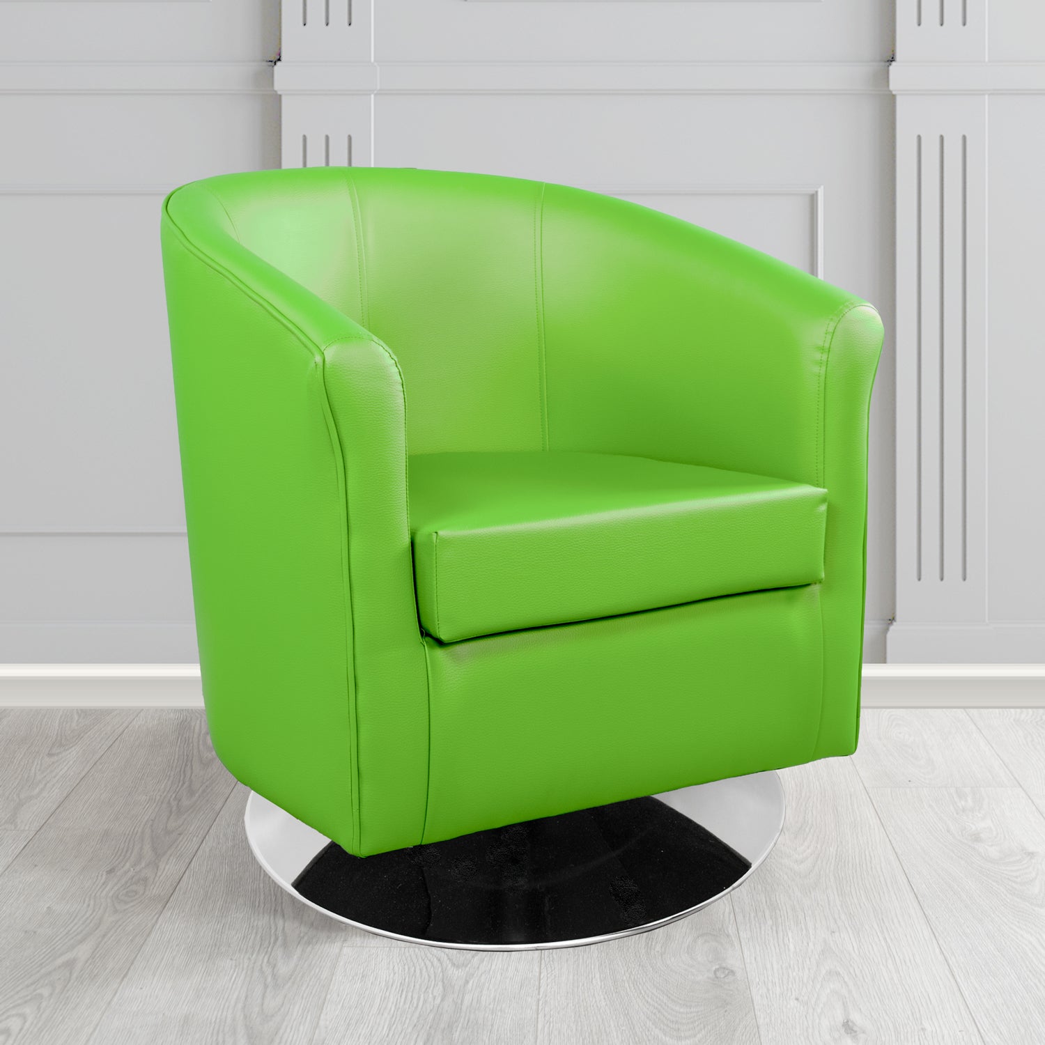Tuscany Swivel Tub Chair in Madrid Lime Faux Leather - The Tub Chair Shop