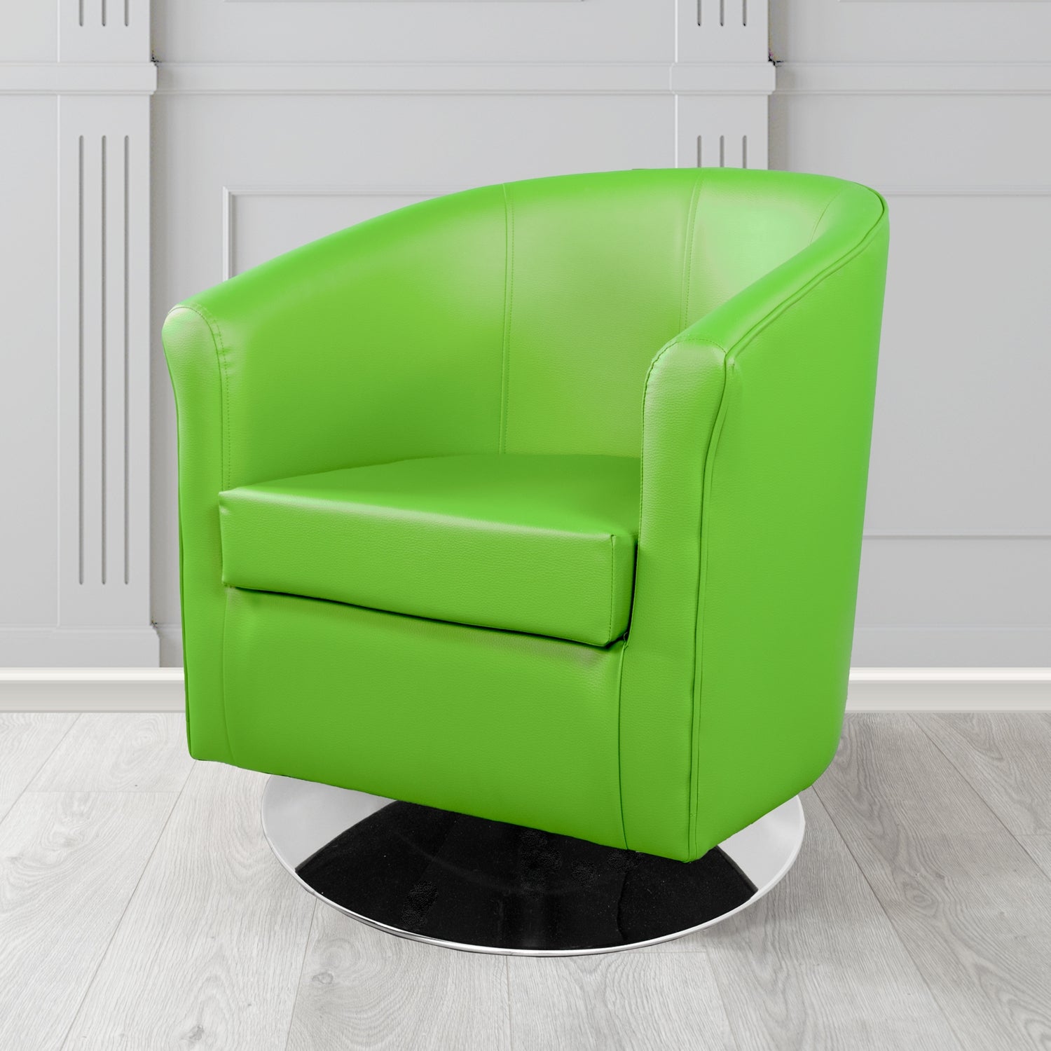 Tuscany Swivel Tub Chair in Madrid Lime Faux Leather - The Tub Chair Shop