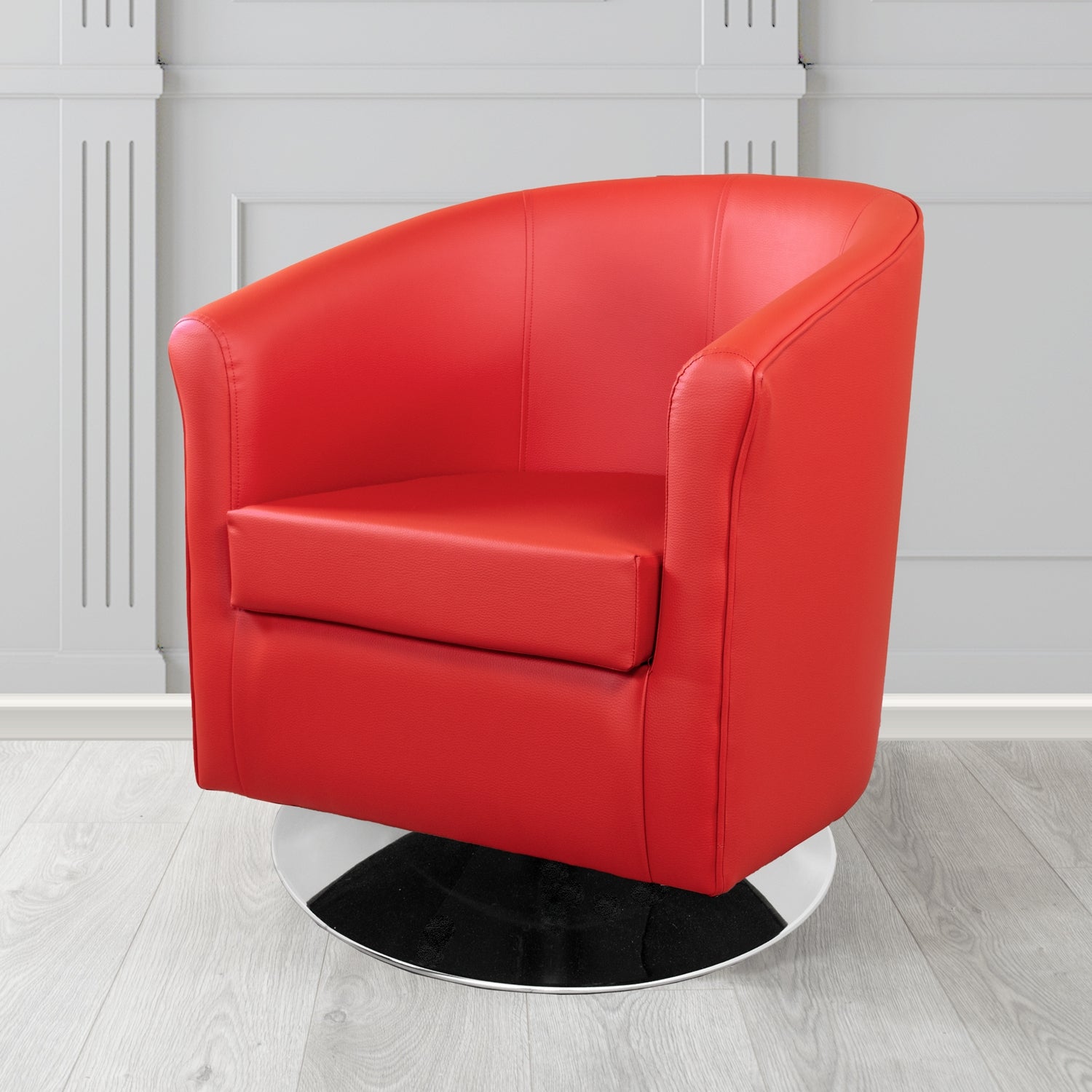 Tuscany Swivel Tub Chair in Madrid Rouge Faux Leather - The Tub Chair Shop