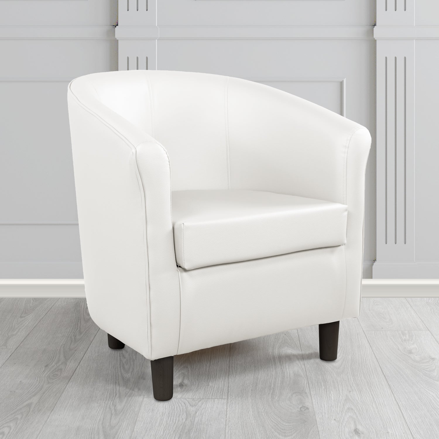 Tuscany Tub Chair in Madrid White Faux Leather - The Tub Chair Shop