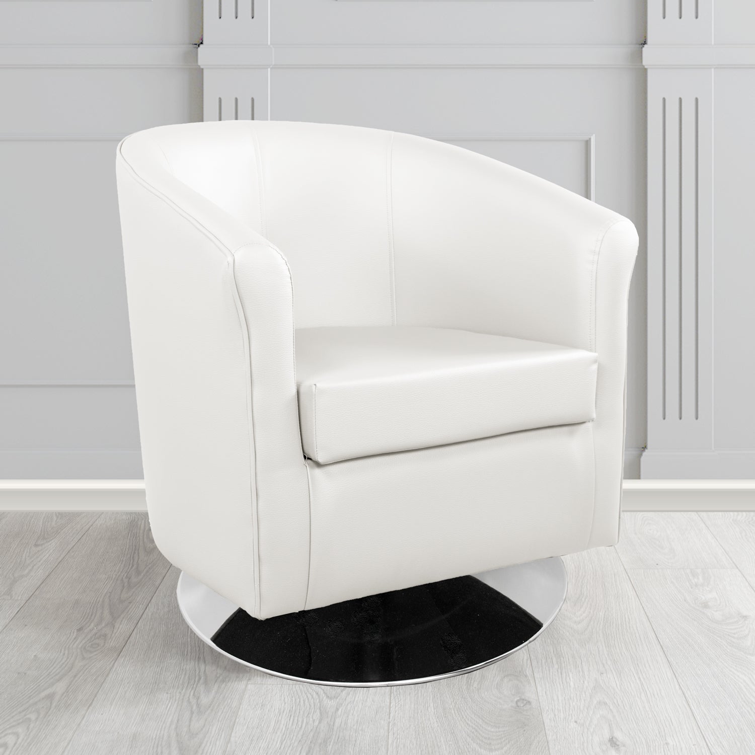 Tuscany Swivel Tub Chair in Madrid White Faux Leather