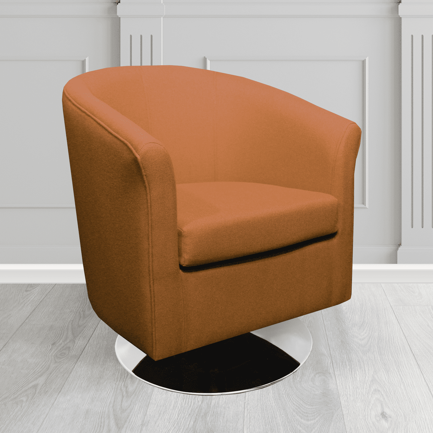 Tuscany Swivel Tub Chair in Mainline Plus Marmalade IF142 Crib 5 Fabric - The Tub Chair Shop