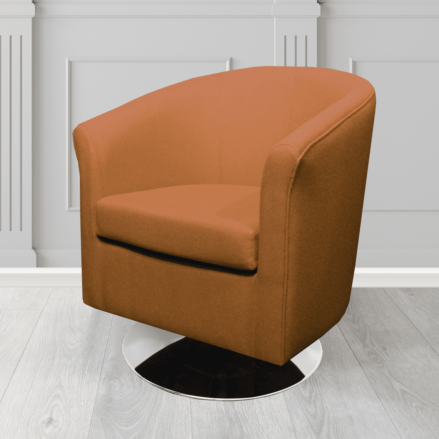 Tuscany Swivel Tub Chair in Mainline Plus Marmalade IF142 Crib 5 Fabric - The Tub Chair Shop