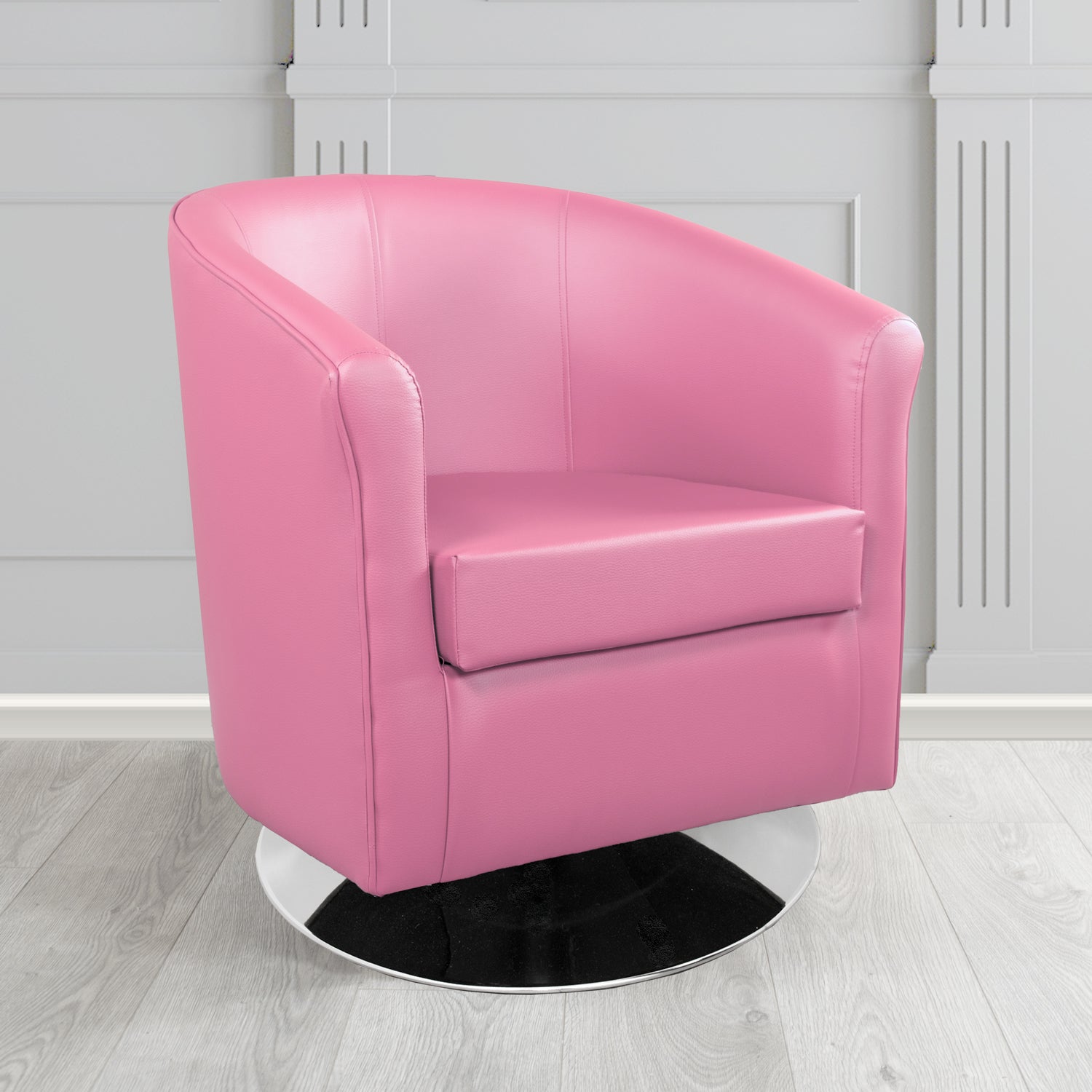 Tuscany Swivel Tub Chair in Cristina Marrone Memphis Antimicrobial Crib 5 Contract Faux Leather