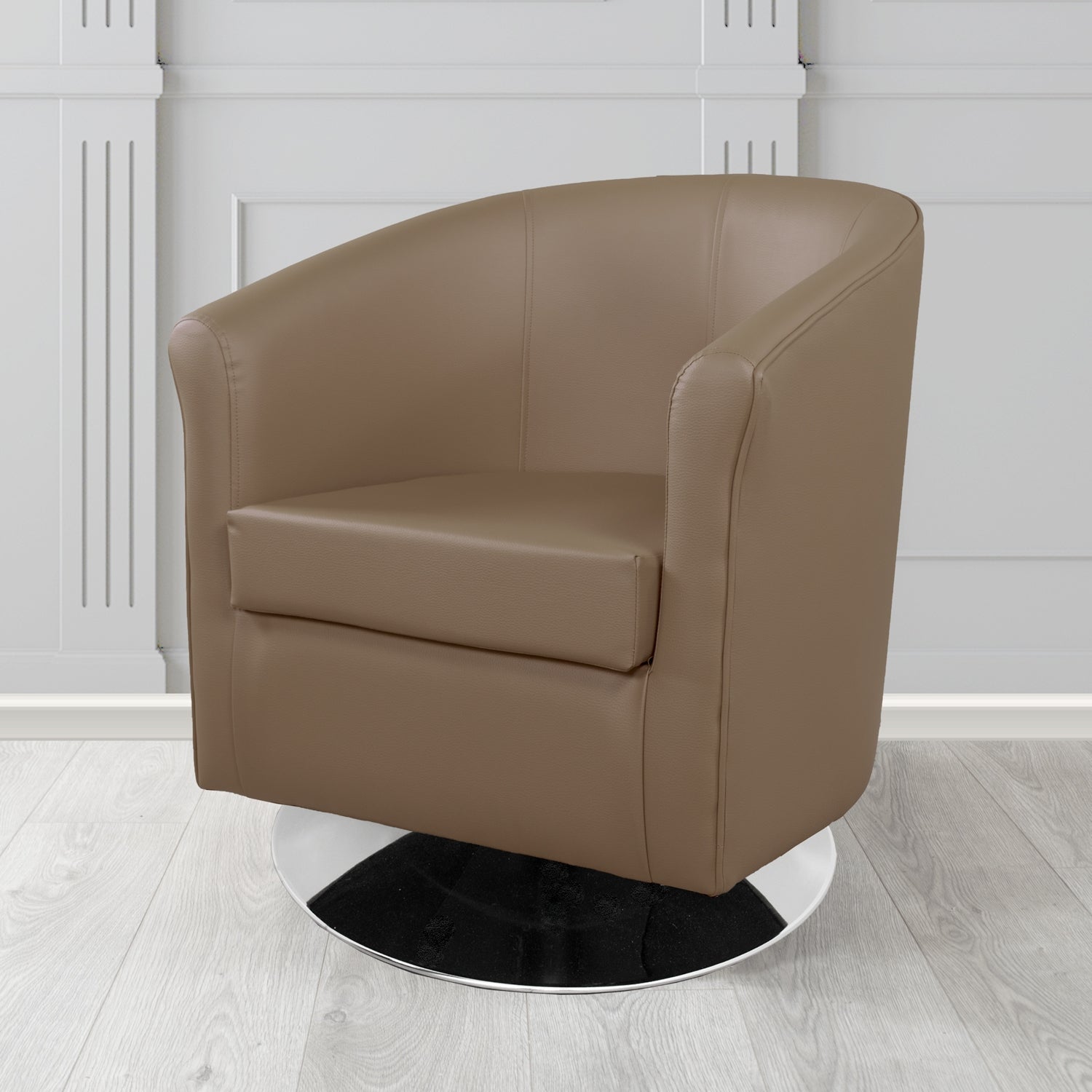 Tuscany Swivel Tub Chair in Cristina Marrone Memphis Antimicrobial Crib 5 Contract Faux Leather