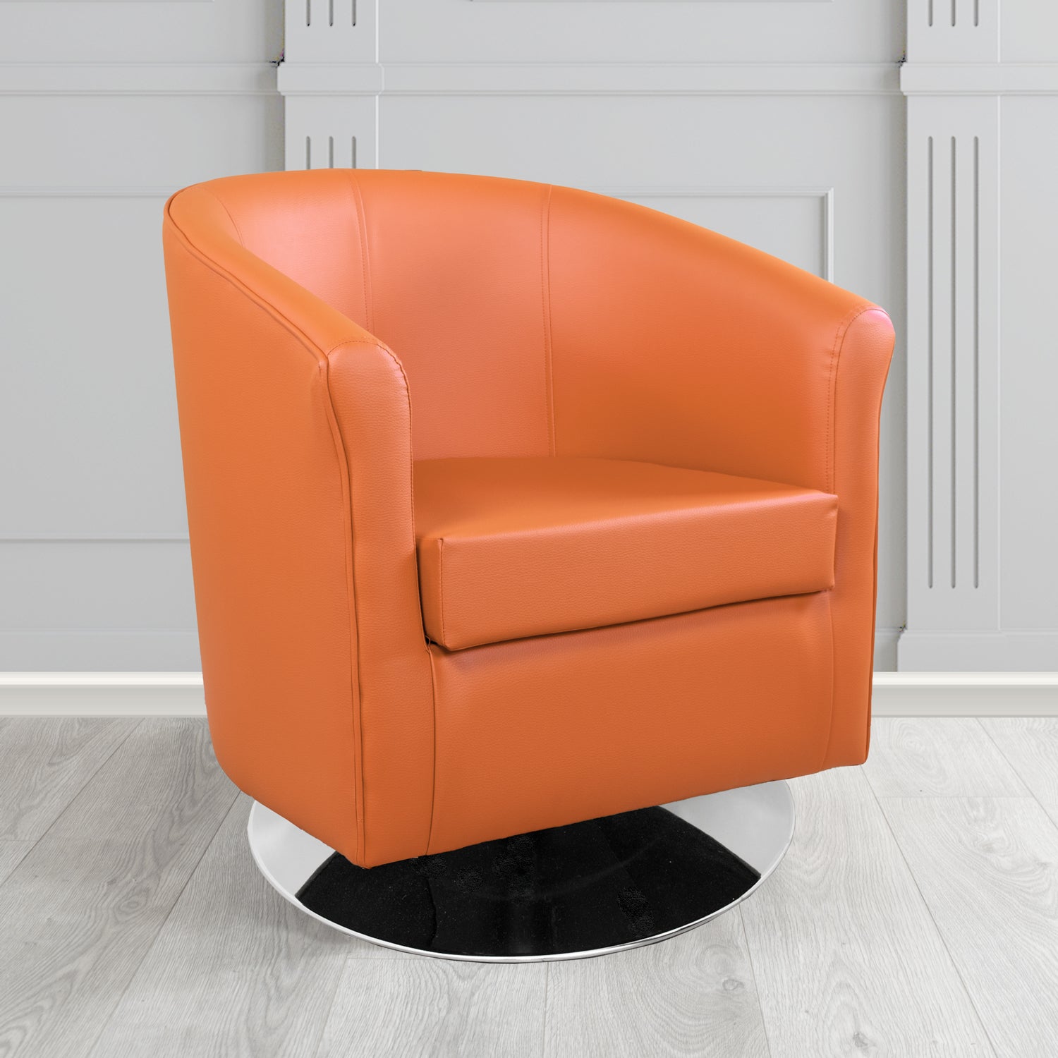 Tuscany Swivel Tub Chair in Cristina Marrone Memphis Antimicrobial Crib 5 Contract Faux Leather