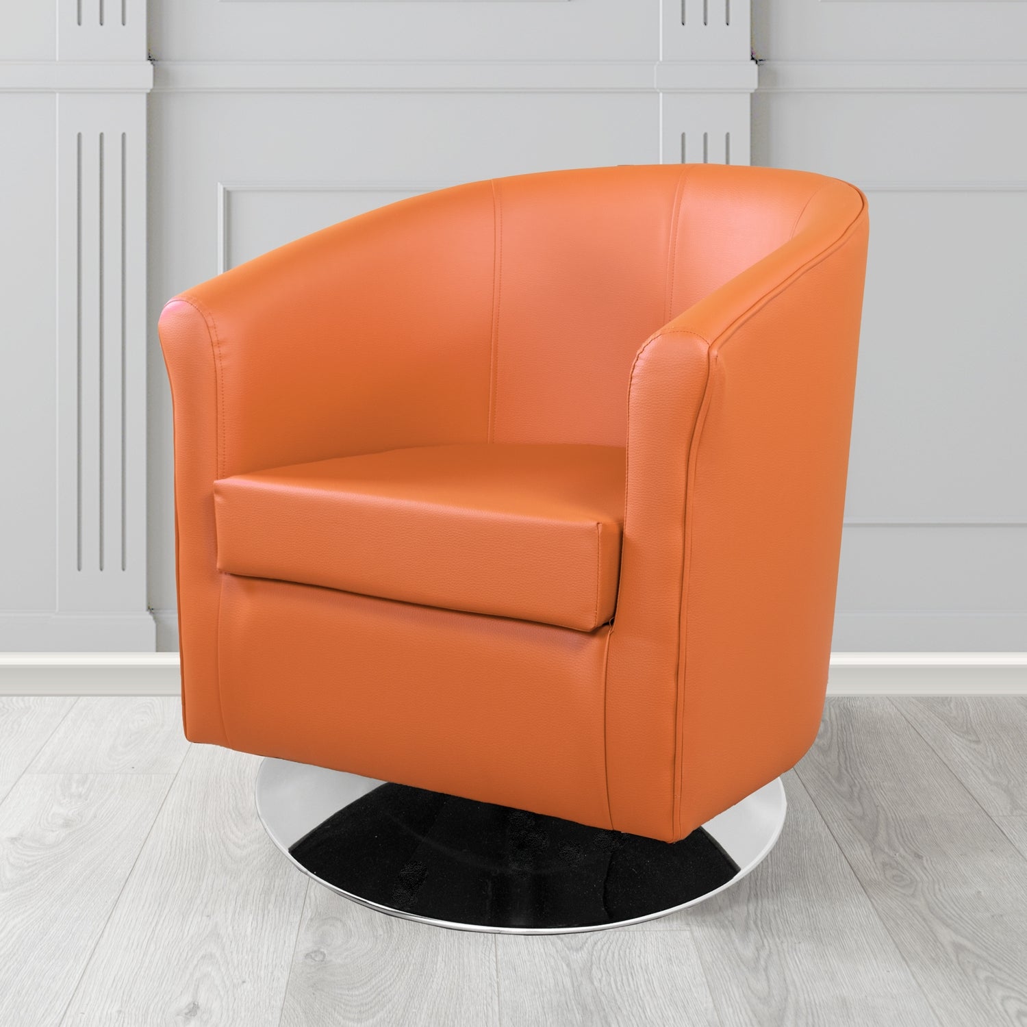 Tuscany Swivel Tub Chair in Cristina Marrone Memphis Antimicrobial Crib 5 Contract Faux Leather