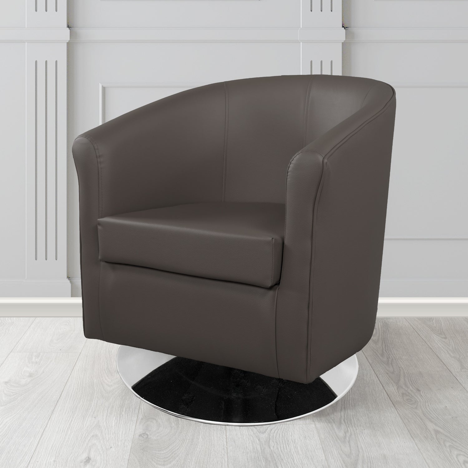 Tuscany Swivel Tub Chair in Cristina Marrone Memphis Antimicrobial Crib 5 Contract Faux Leather