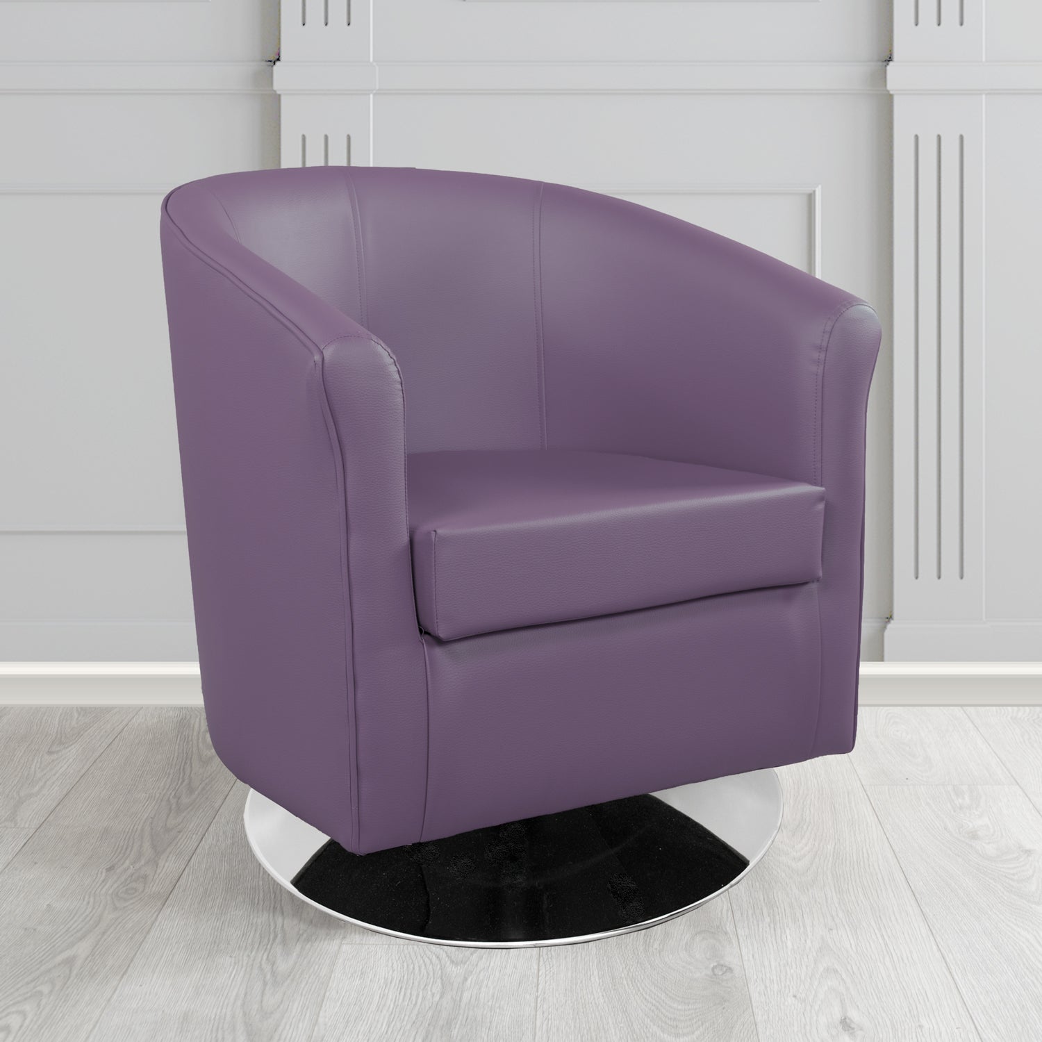 Tuscany Swivel Tub Chair in Cristina Marrone Memphis Antimicrobial Crib 5 Contract Faux Leather