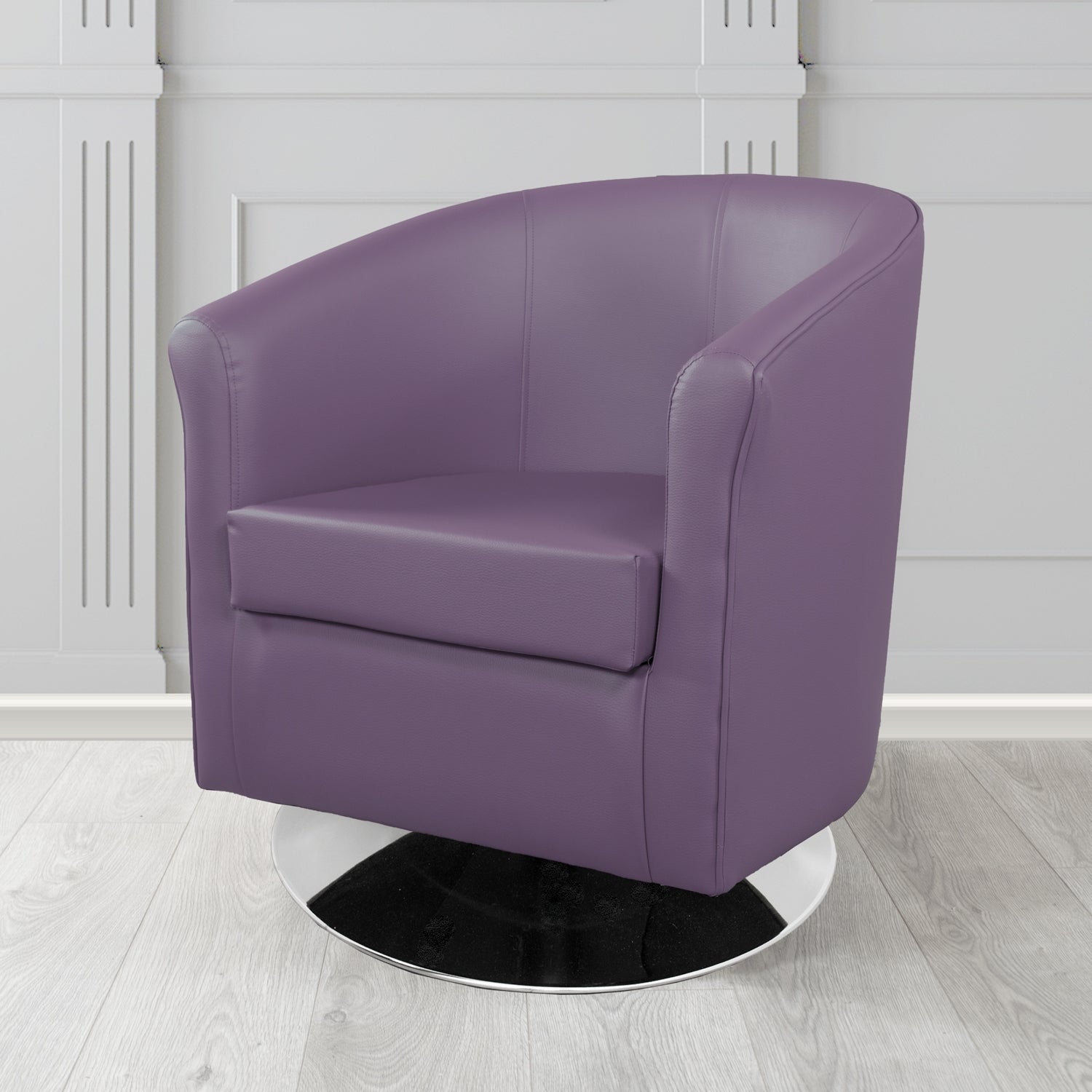 Tuscany Swivel Tub Chair in Cristina Marrone Memphis Antimicrobial Crib 5 Contract Faux Leather