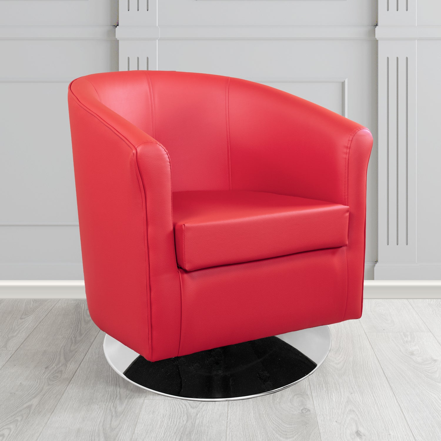 Tuscany Swivel Tub Chair in Cristina Marrone Memphis Antimicrobial Crib 5 Contract Faux Leather