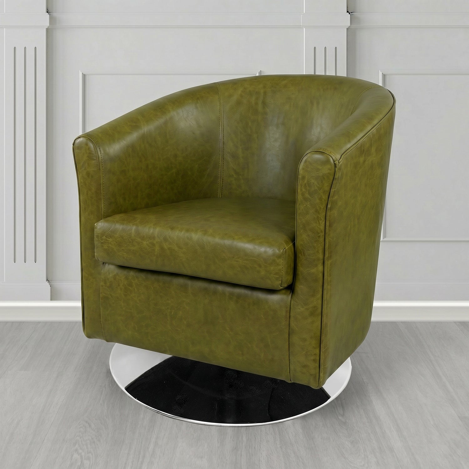 Tuscany Swivel Tub Chair in Crest Leather Old English Crib 5 Genuine Leather