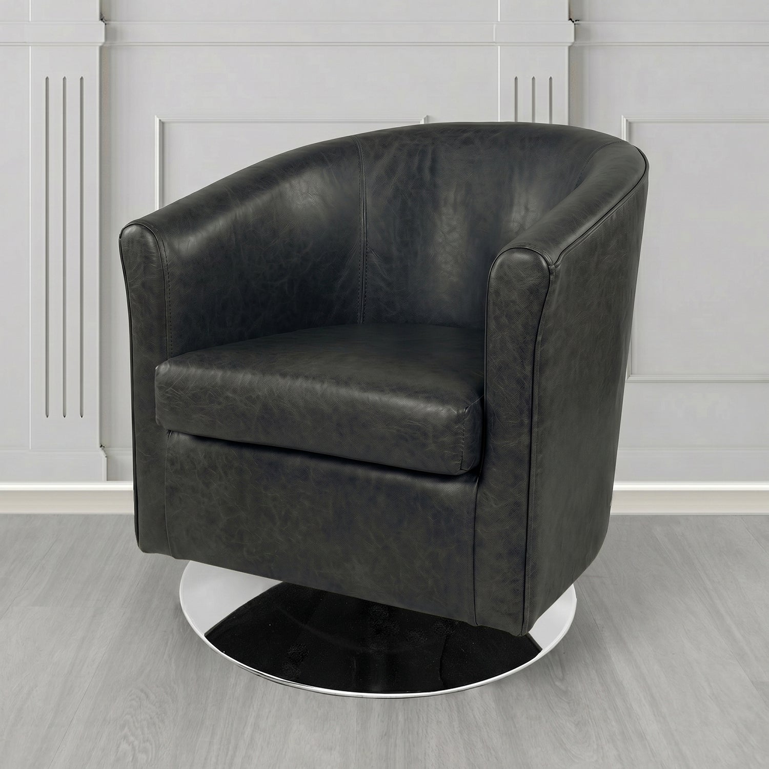 Tuscany Swivel Tub Chair in Crest Leather Old English Crib 5 Genuine Leather