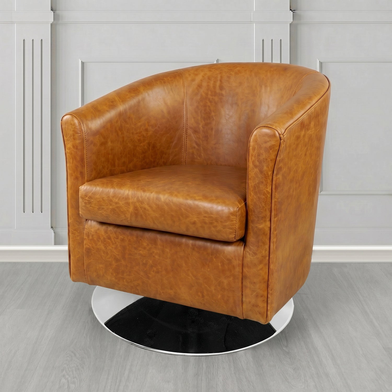 Tuscany Swivel Tub Chair in Crest Leather Old English Crib 5 Genuine Leather