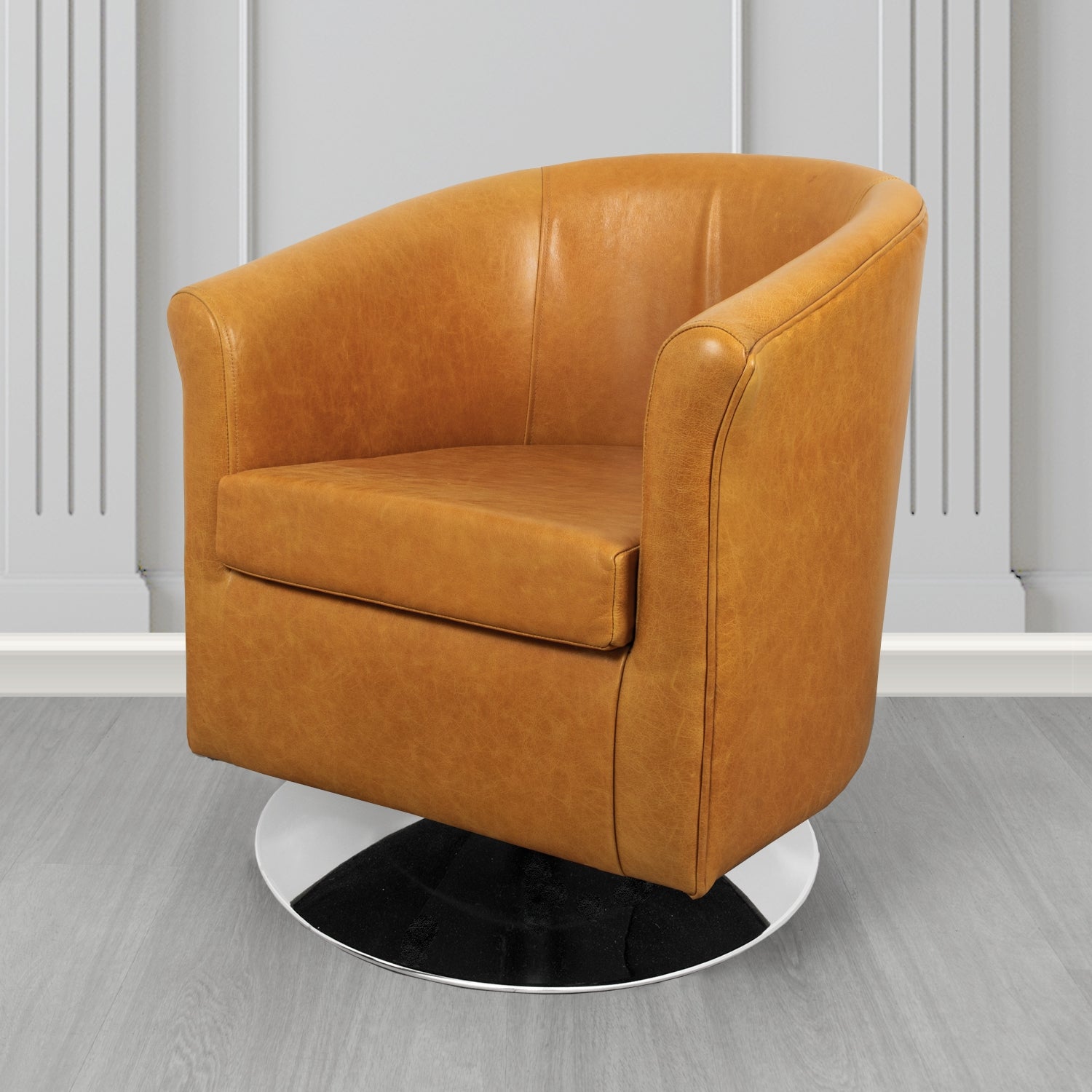 Tuscany Swivel Tub Chair in Crib 5 Old English Genuine Leather