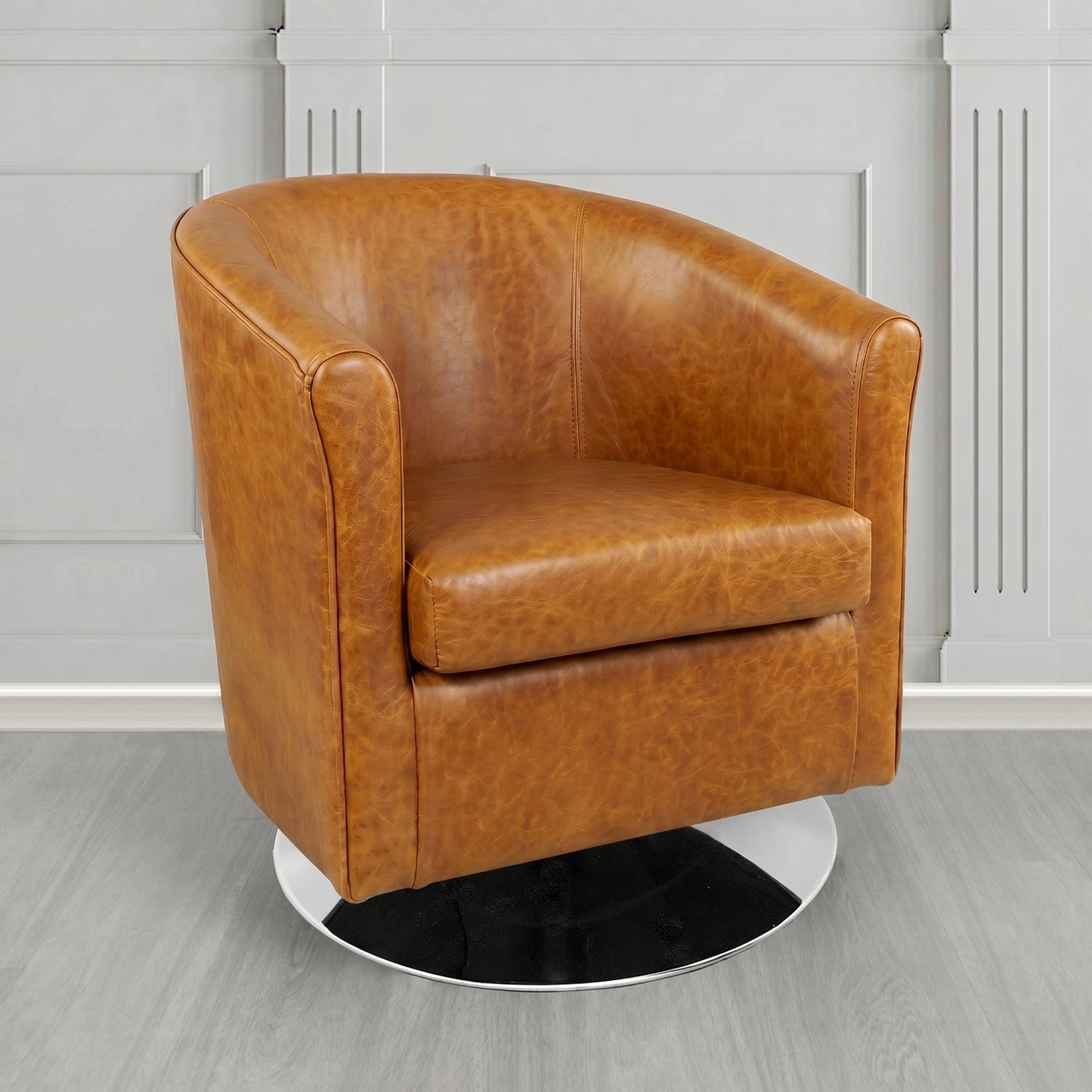Tuscany Swivel Tub Chair in Crest Leather Old English Crib 5 Genuine Leather