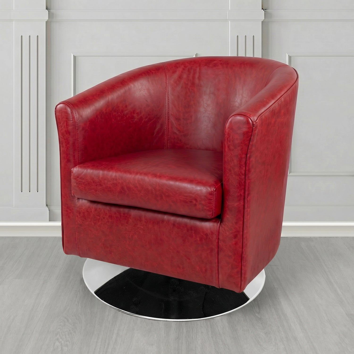 Tuscany Swivel Tub Chair in Crest Leather Old English Crib 5 Genuine Leather