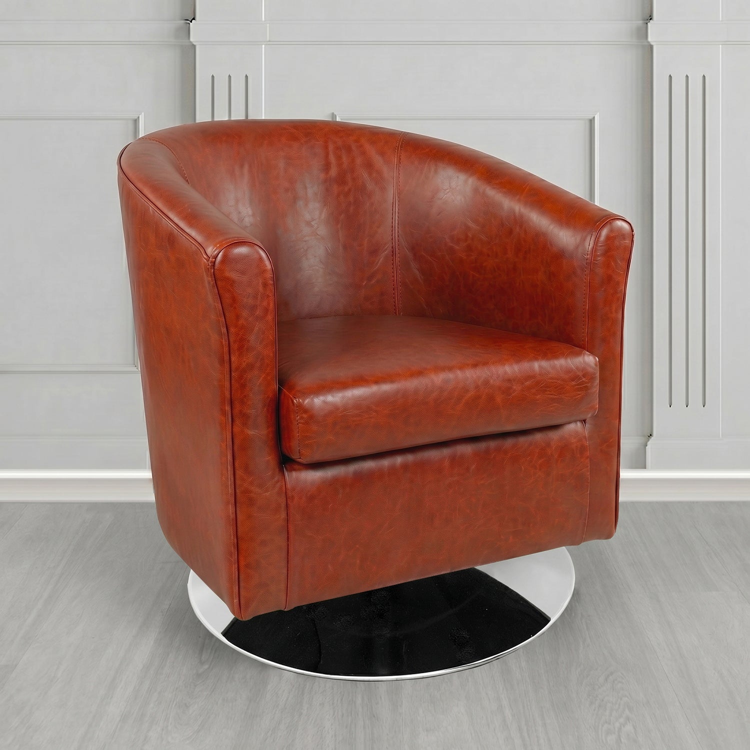 Tuscany Swivel Tub Chair in Crest Leather Old English Crib 5 Genuine Leather