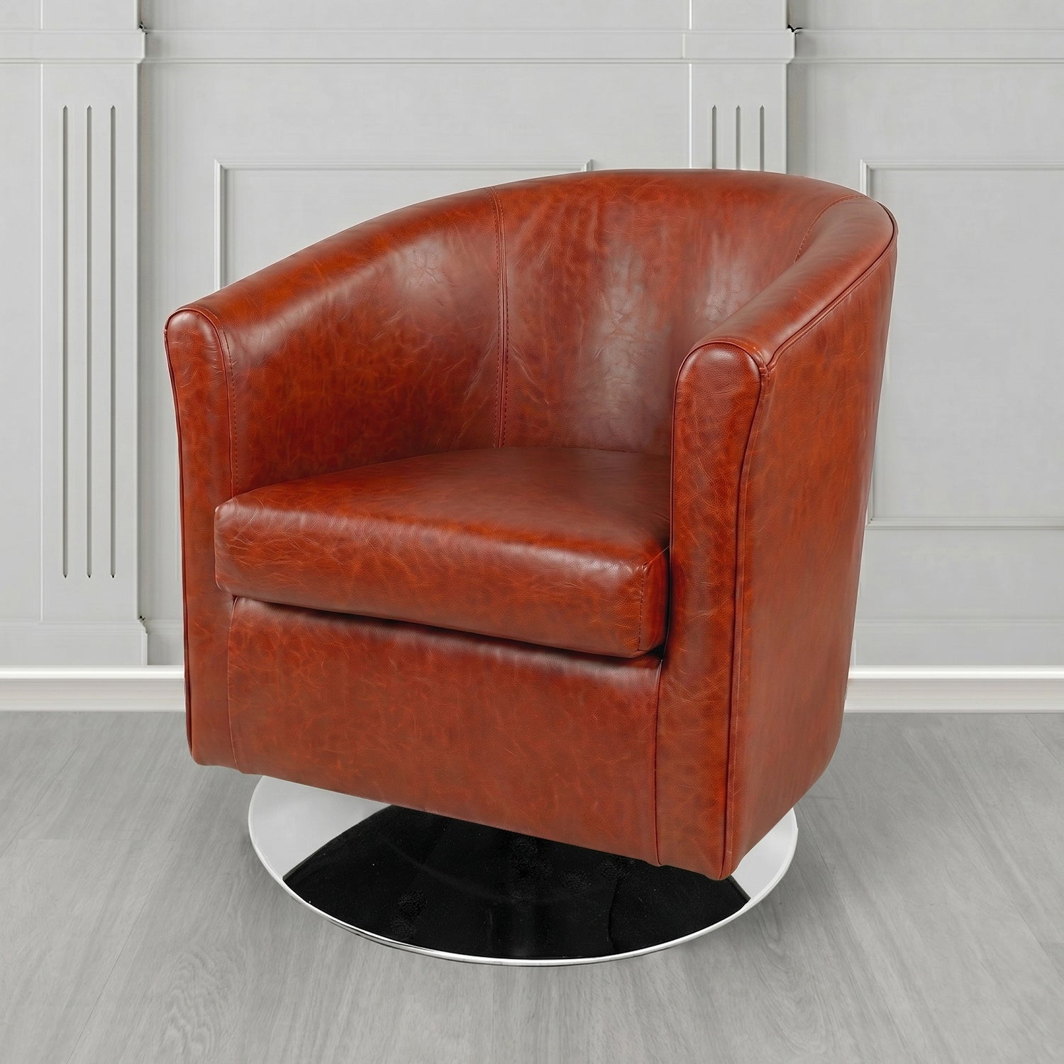 Tuscany Swivel Tub Chair in Crest Leather Old English Crib 5 Genuine Leather