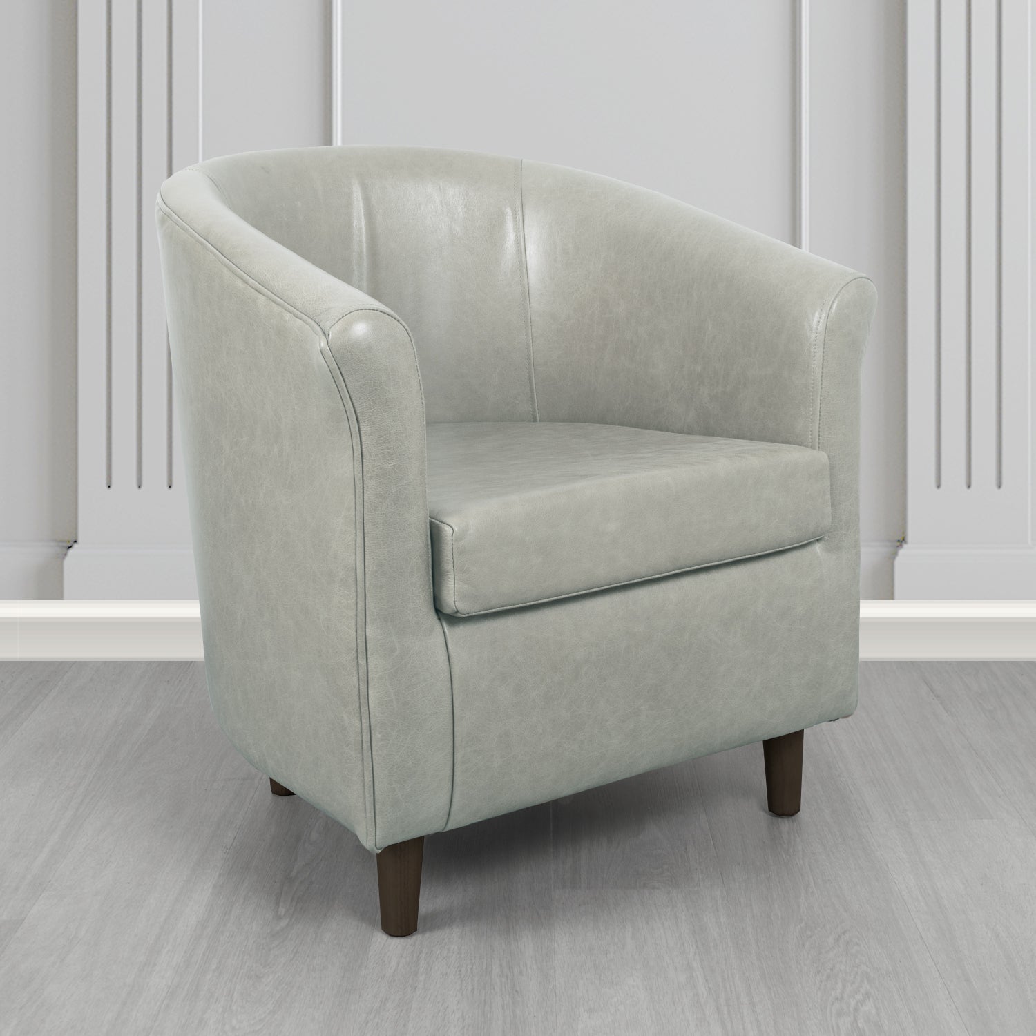 Tuscany Tub Chair in Crib 5 Old English Fossil Grey Genuine Leather - The Tub Chair Shop