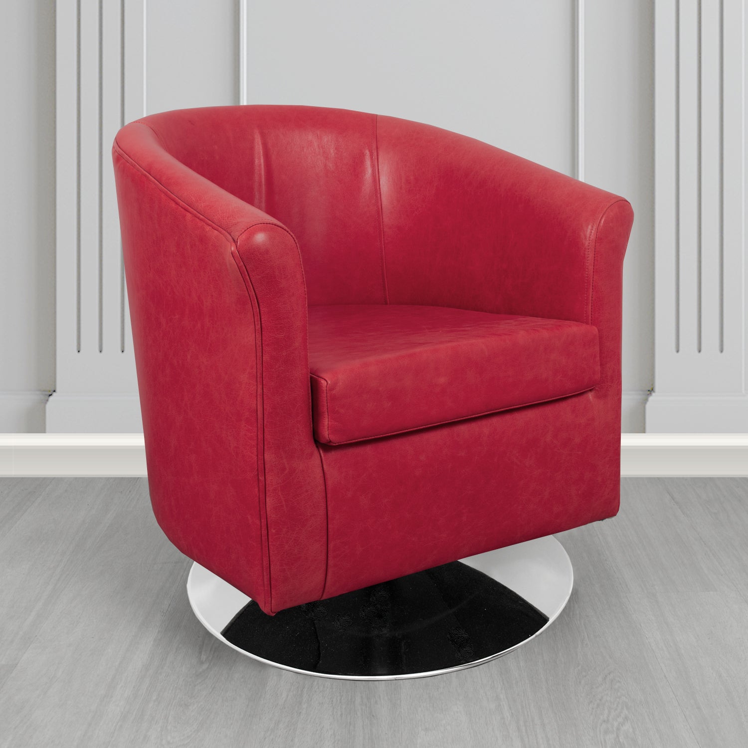 Tuscany Swivel Tub Chair in Crib 5 Old English Gamay Genuine Leather - The Tub Chair Shop