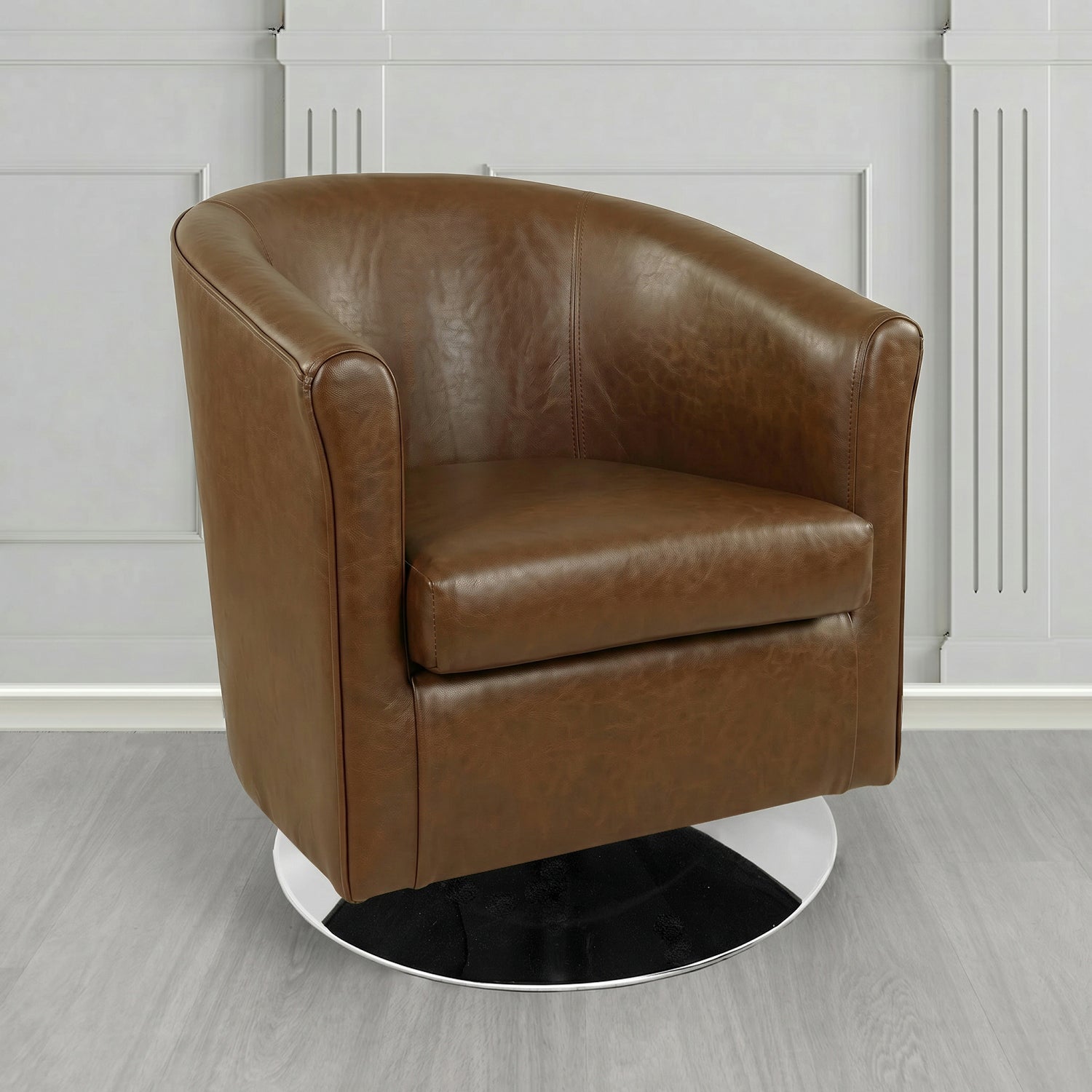 Tuscany Swivel Tub Chair in Crest Leather Old English Crib 5 Genuine Leather