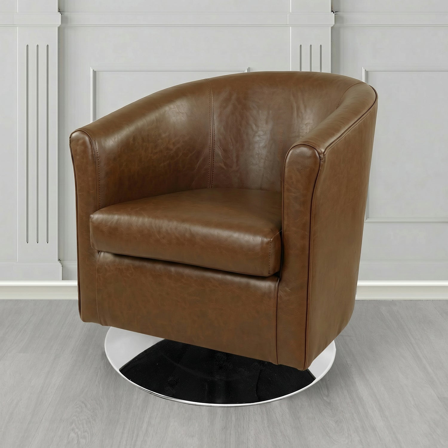Tuscany Swivel Tub Chair in Crest Leather Old English Crib 5 Genuine Leather