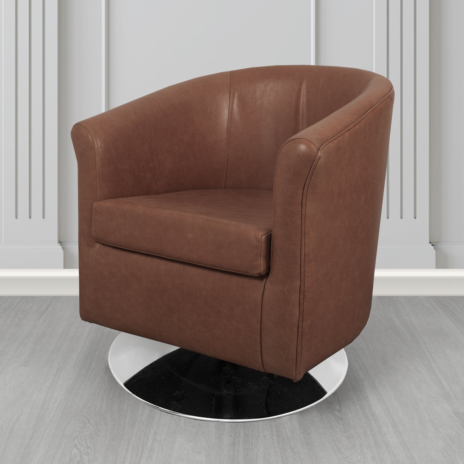 Tuscany Swivel Tub Chair in Crib 5 Old English Genuine Leather