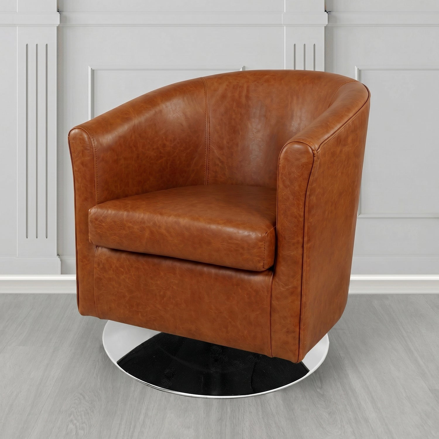 Tuscany Swivel Tub Chair in Crest Leather Old English Crib 5 Genuine Leather