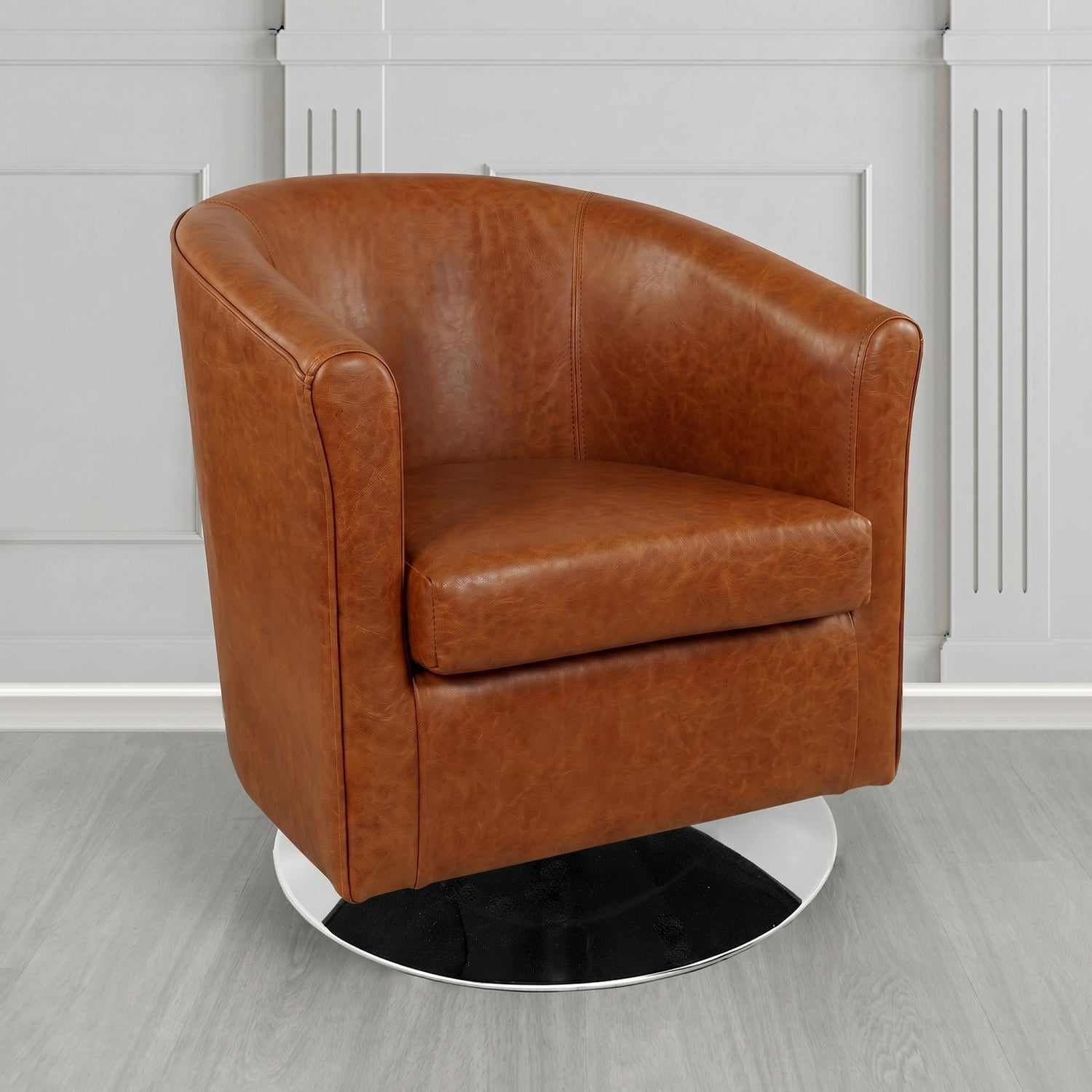 Tuscany Swivel Tub Chair in Crest Leather Old English Crib 5 Genuine Leather