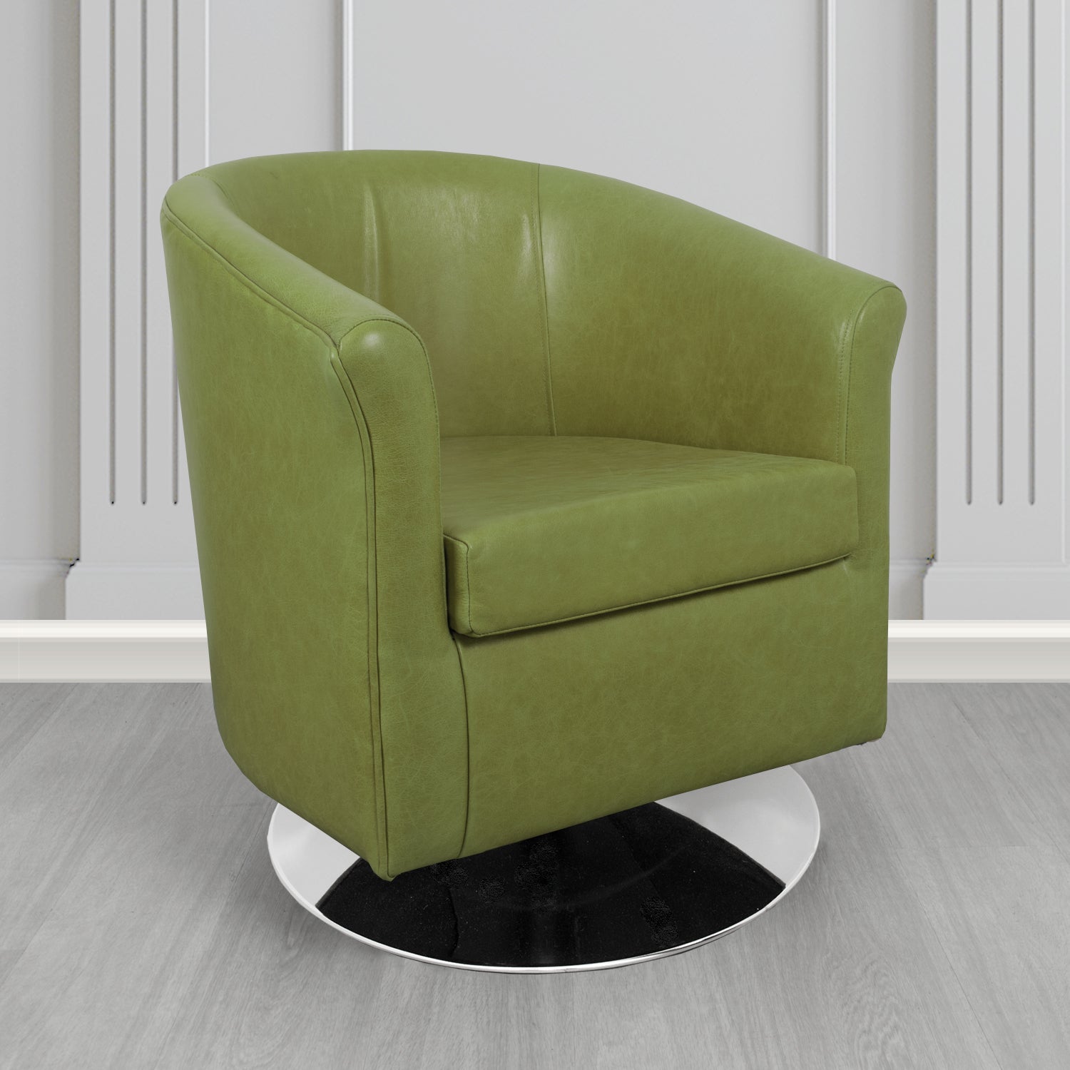 Tuscany Swivel Tub Chair in Crib 5 Old English Olive Genuine Leather - The Tub Chair Shop