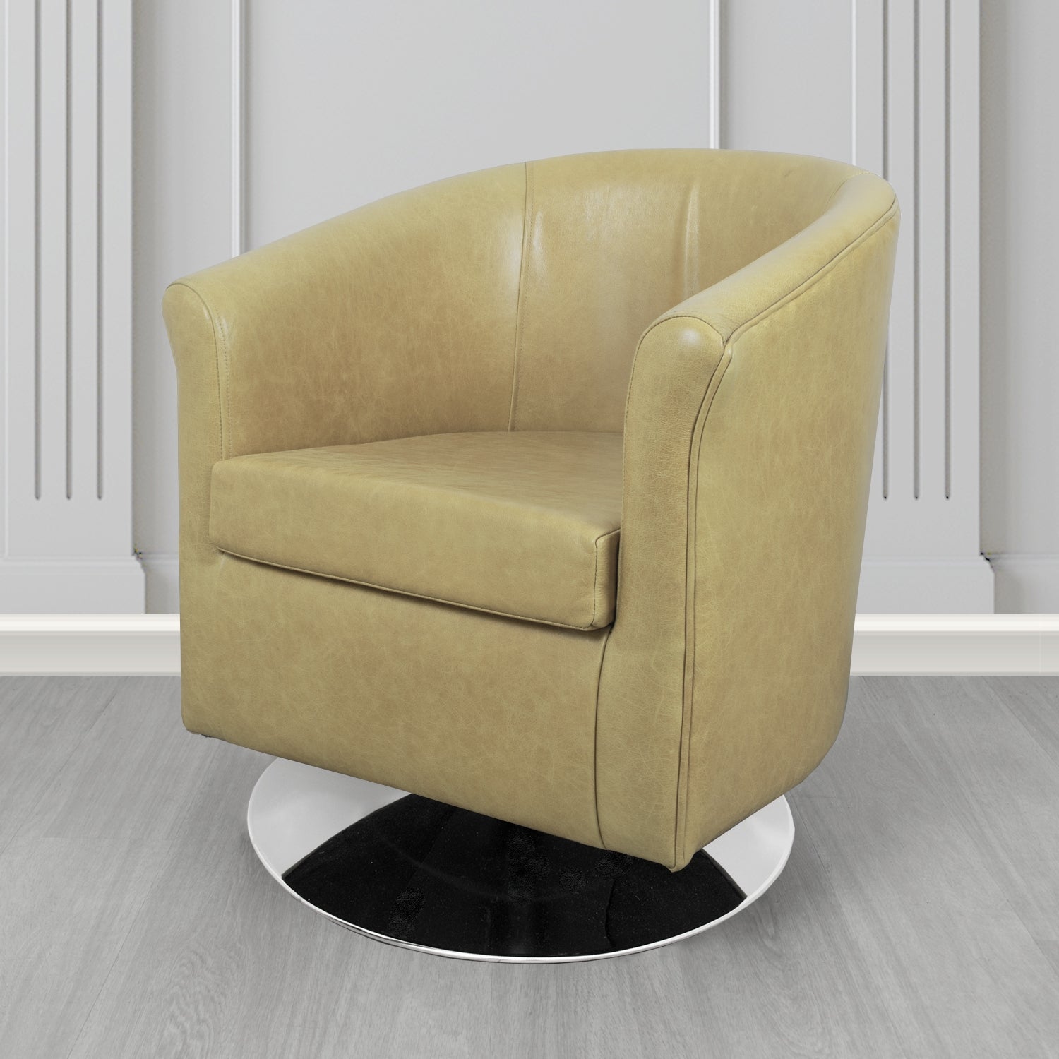Tuscany Swivel Tub Chair in Crib 5 Old English Parchment Genuine Leather - The Tub Chair Shop