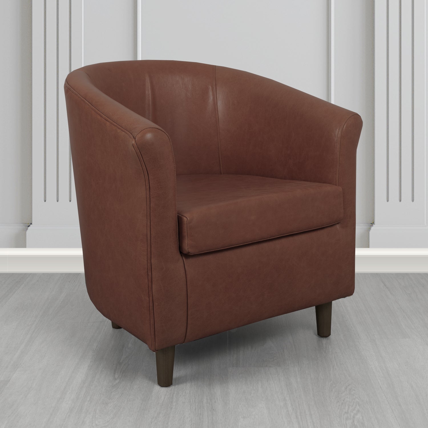 Tuscany Tub Chair in Crib 5 Old English Red Brown Genuine Leather - The Tub Chair Shop