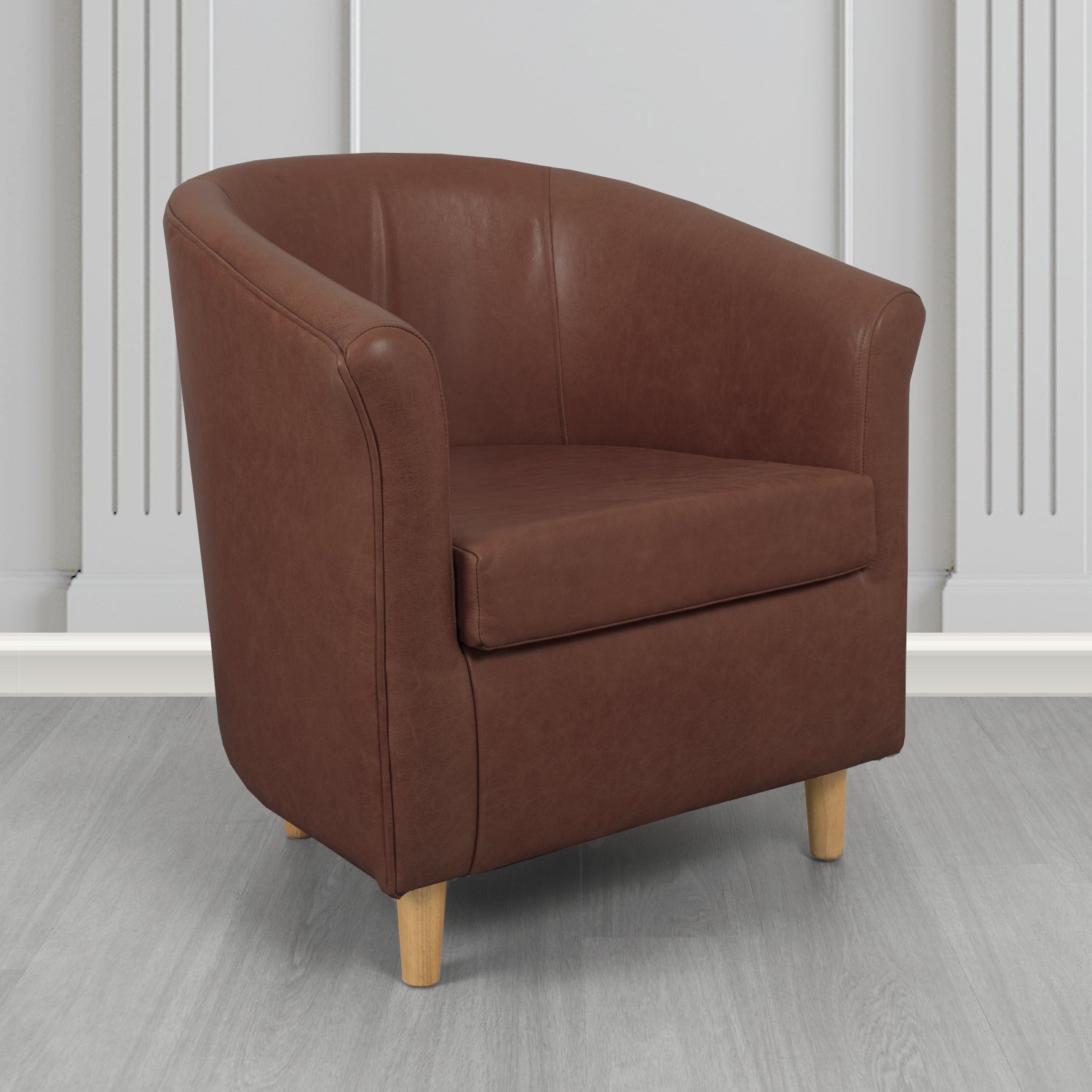 Tuscany Tub Chair in Crib 5 Old English Red Brown Genuine Leather - The Tub Chair Shop