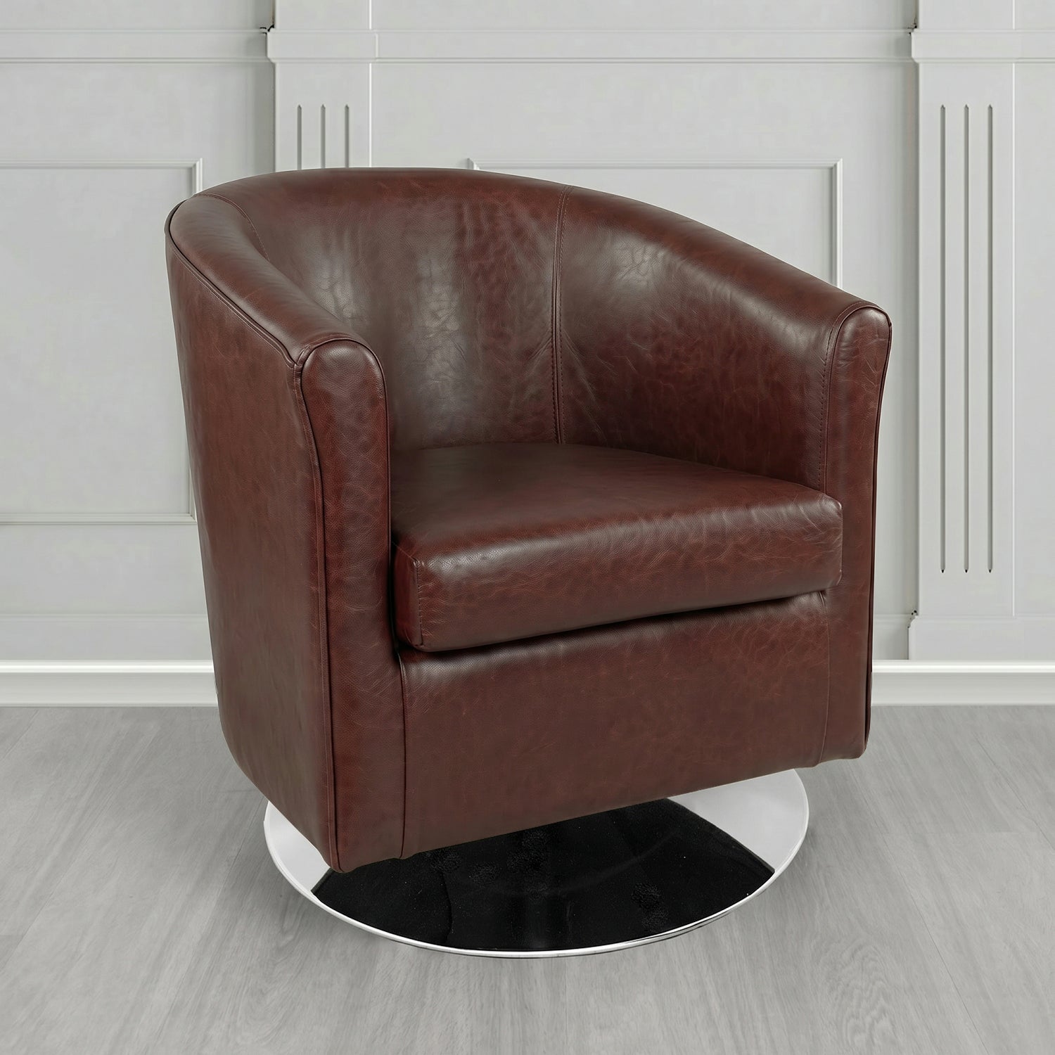 Tuscany Swivel Tub Chair in Crest Leather Old English Crib 5 Genuine Leather