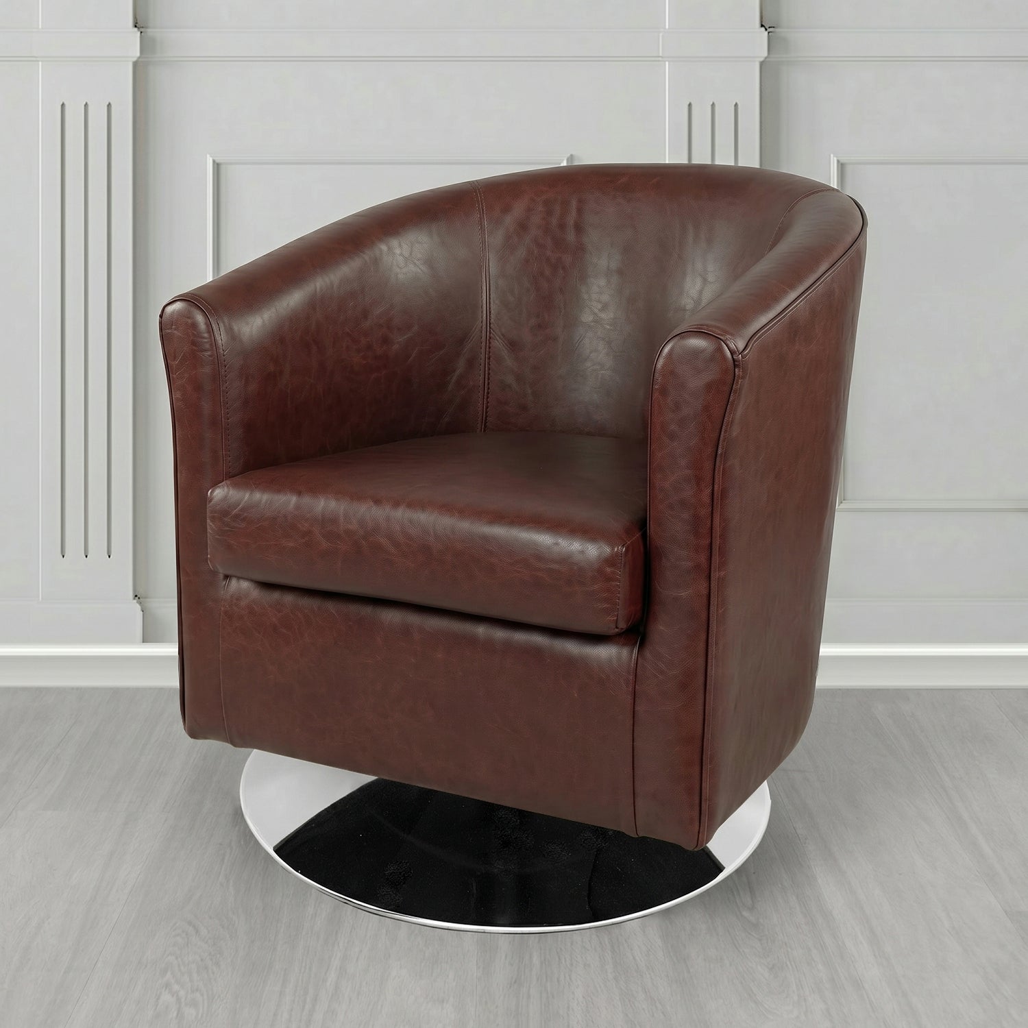 Tuscany Swivel Tub Chair in Crest Leather Old English Crib 5 Genuine Leather