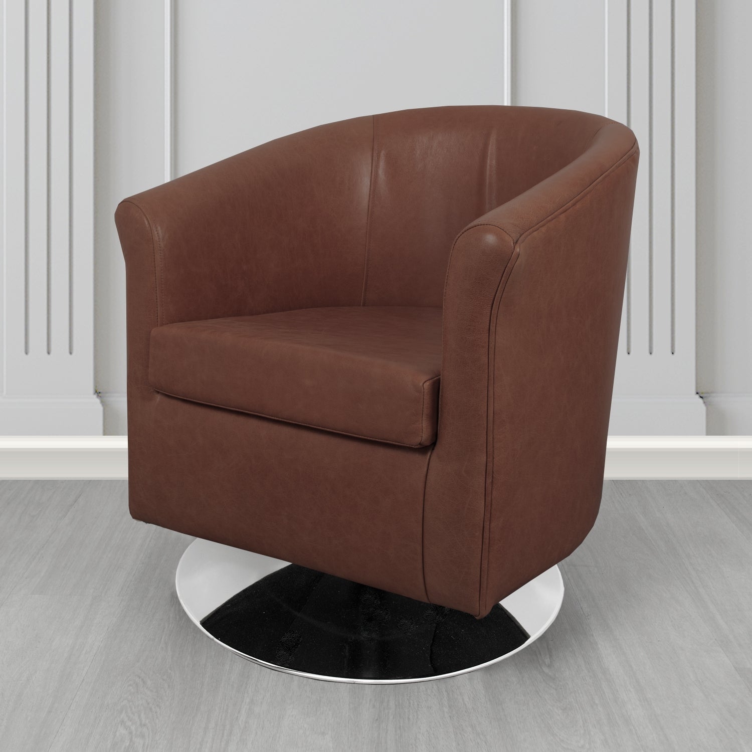 Tuscany Swivel Tub Chair in Crib 5 Old English Genuine Leather