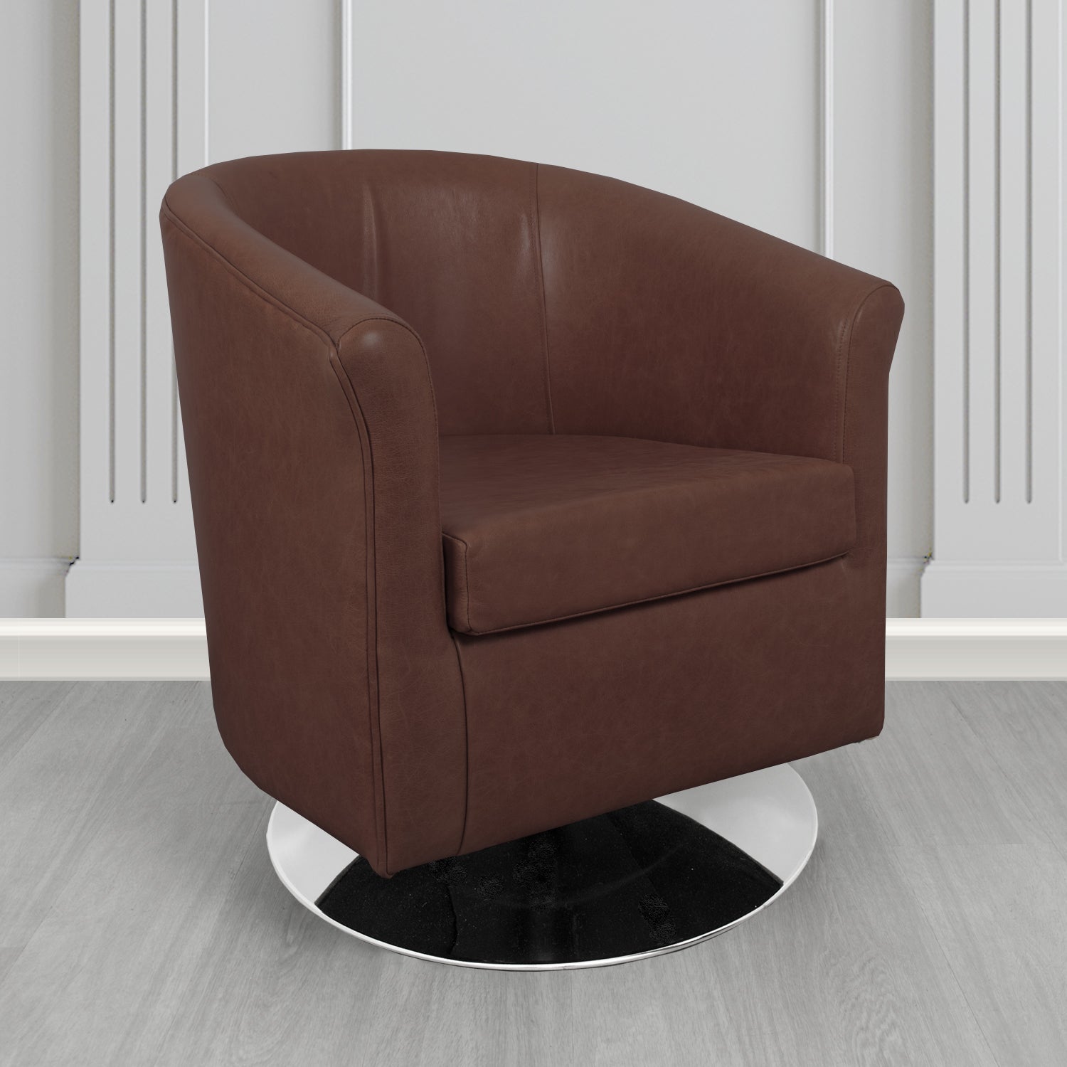Tuscany Swivel Tub Chair in Crest Leather Old English Crib 5 Genuine Leather