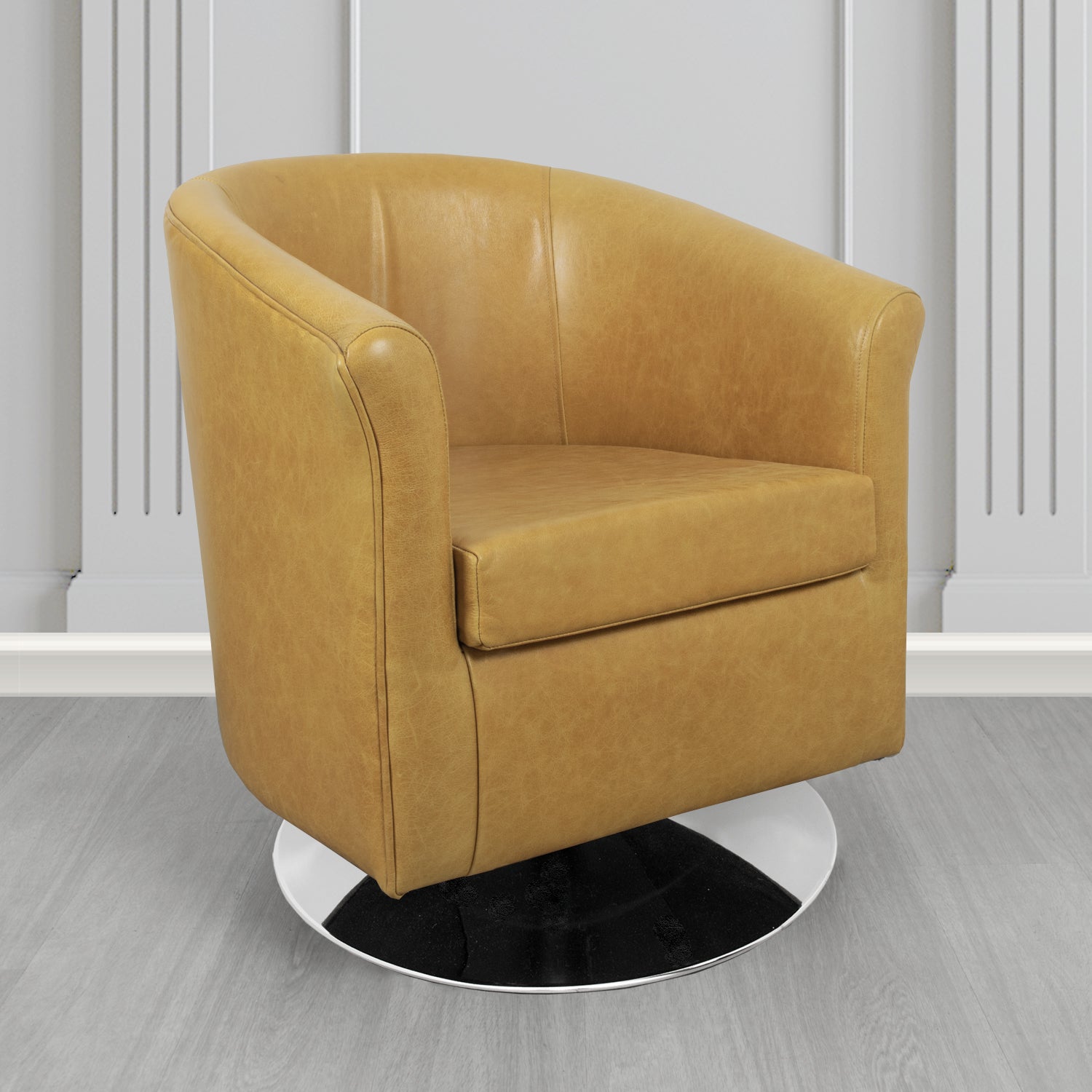Tuscany Swivel Tub Chair in Crib 5 Old English Saddle Genuine Leather - The Tub Chair Shop