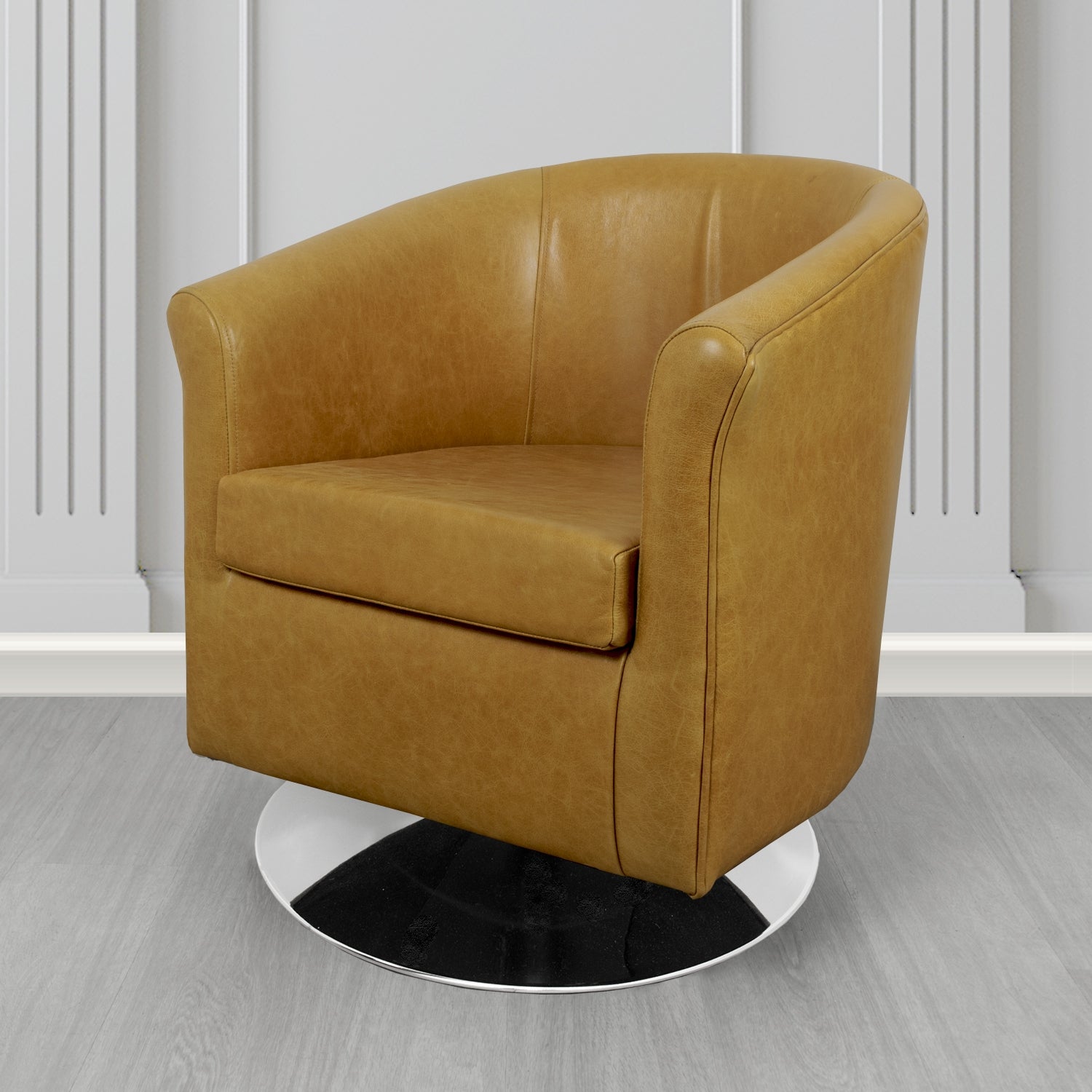 Tuscany Swivel Tub Chair in Crest Leather Old English Crib 5 Genuine Leather