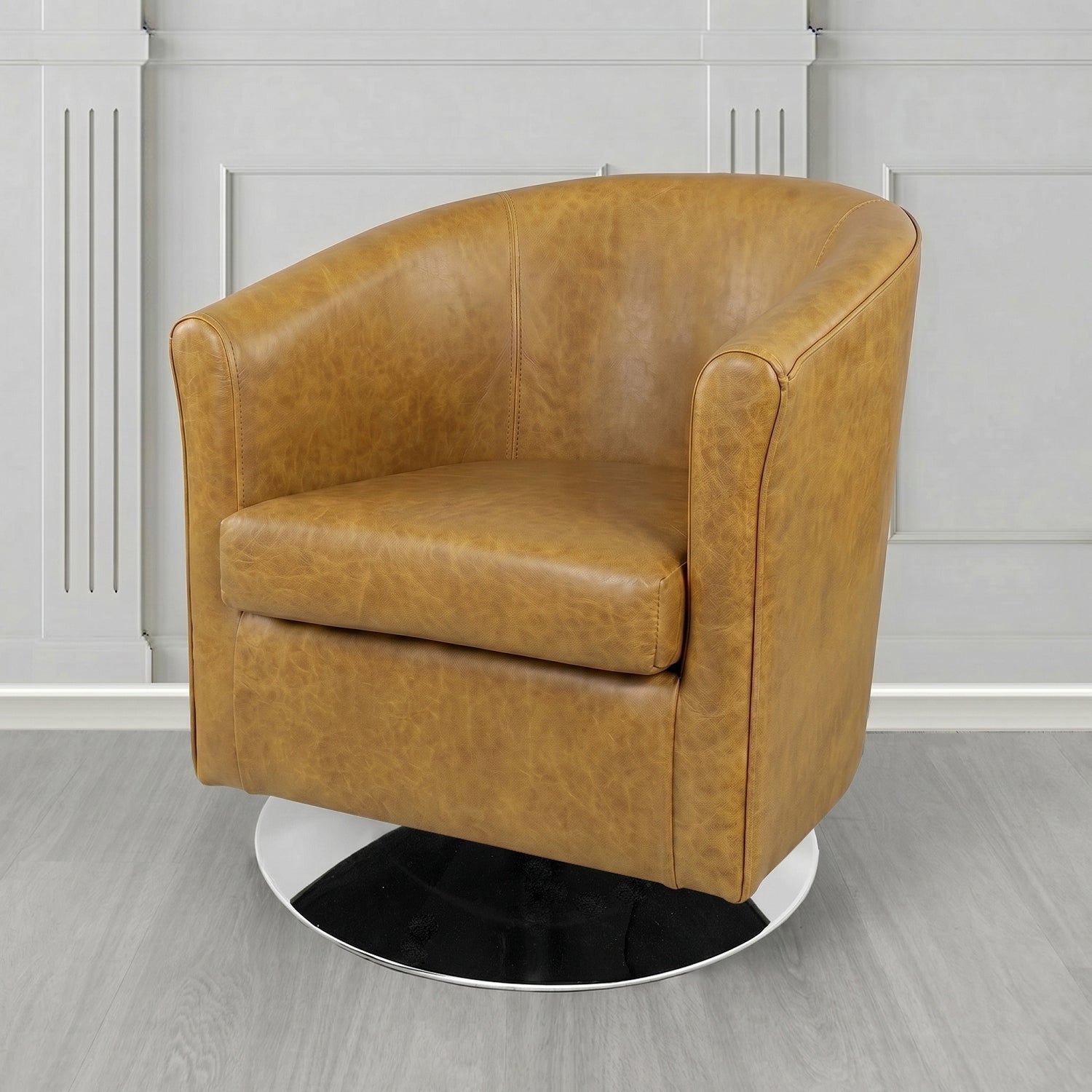 Tuscany Swivel Tub Chair in Crest Leather Old English Crib 5 Genuine Leather