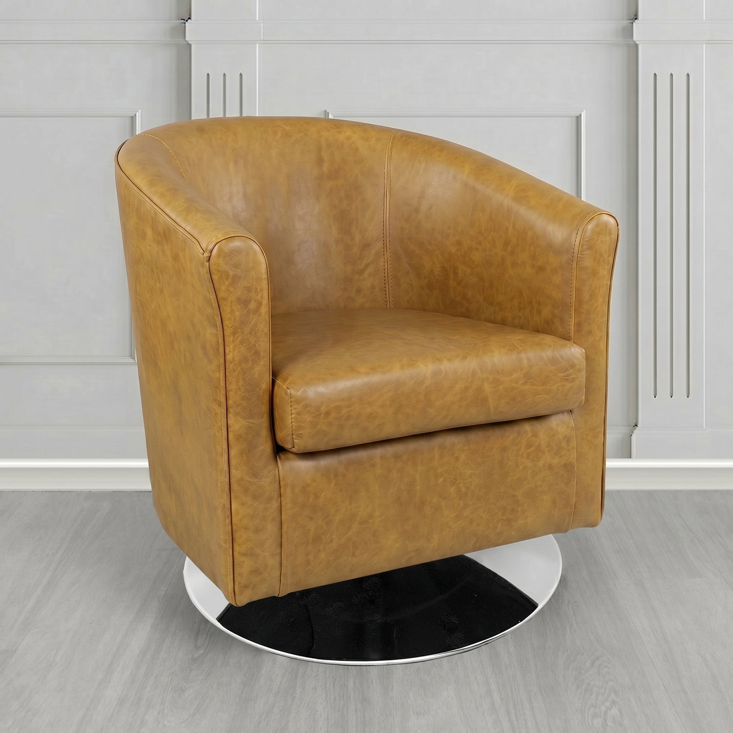 Tuscany Swivel Tub Chair in Crest Leather Old English Crib 5 Genuine Leather