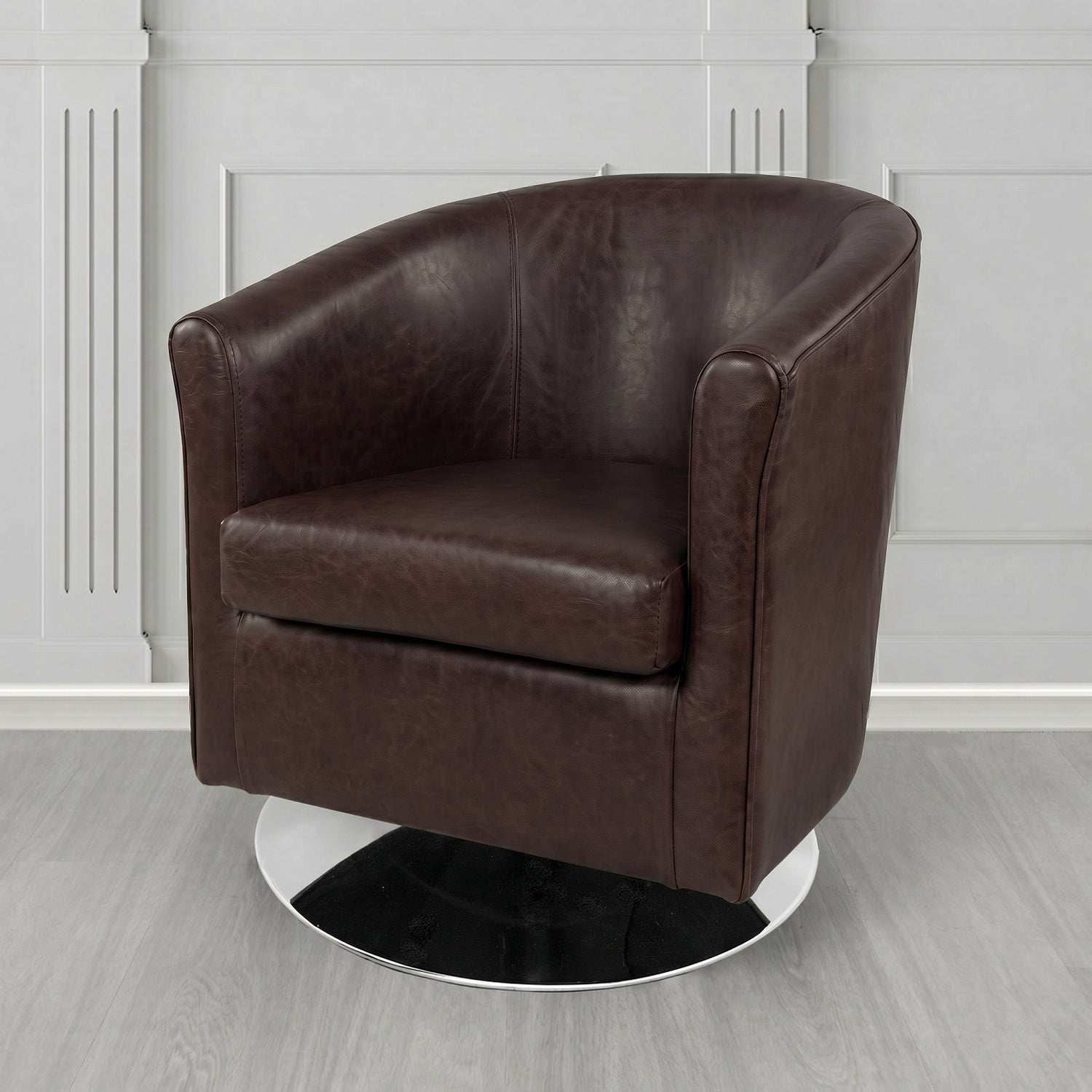 Tuscany Swivel Tub Chair in Crest Leather Old English Crib 5 Genuine Leather