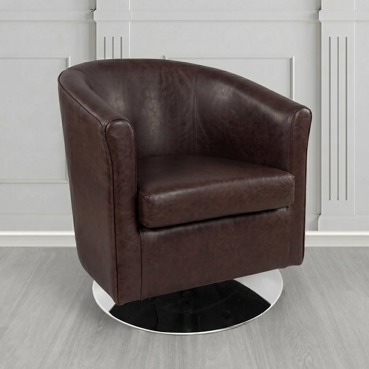 Tuscany Swivel Tub Chair in Crest Leather Old English Crib 5 Genuine Leather