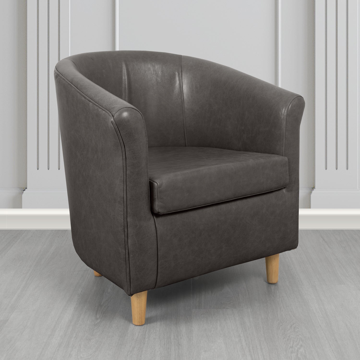 Tuscany Tub Chair in Crib 5 Old English Storm Genuine Leather - The Tub Chair Shop
