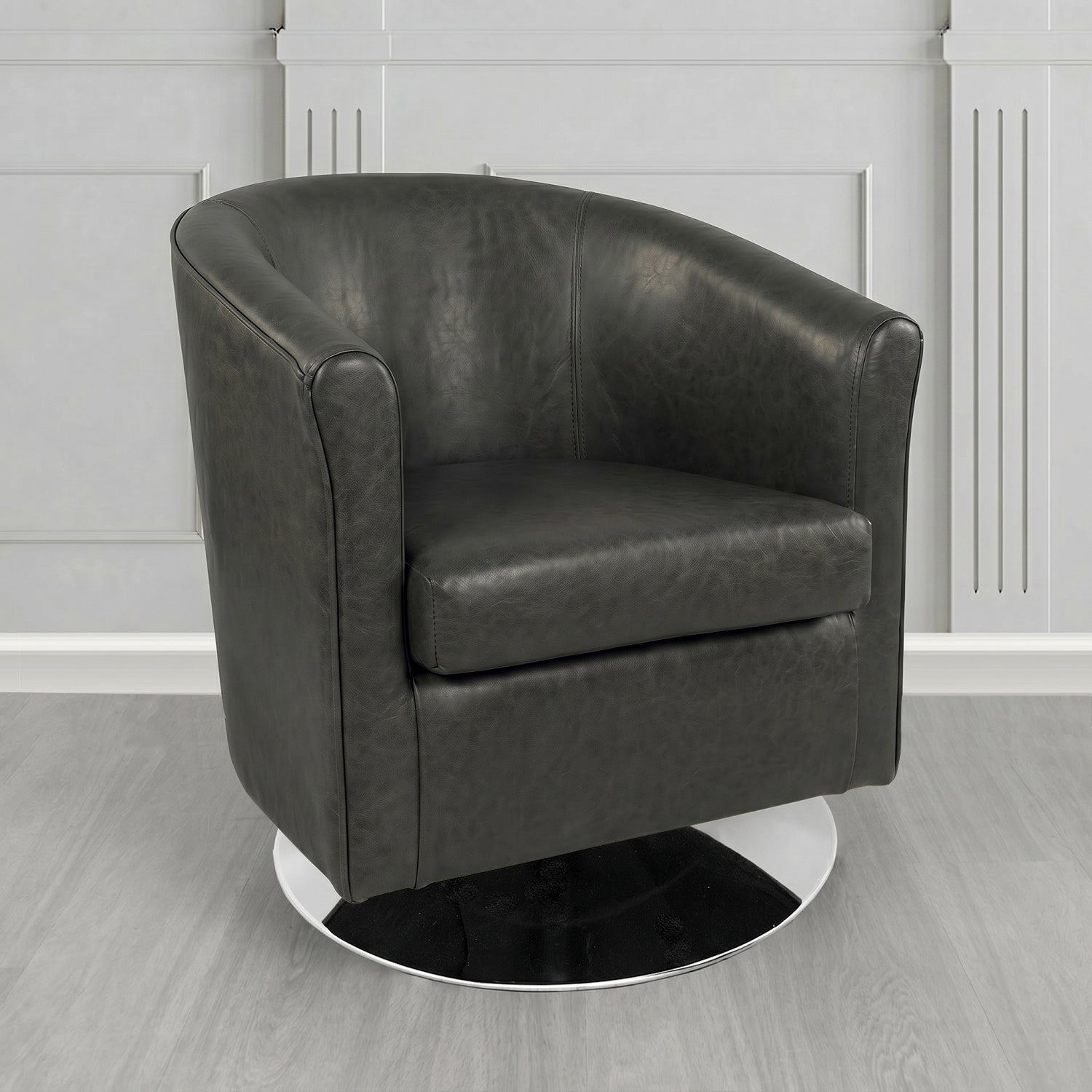 Tuscany Swivel Tub Chair in Crest Leather Old English Crib 5 Genuine Leather