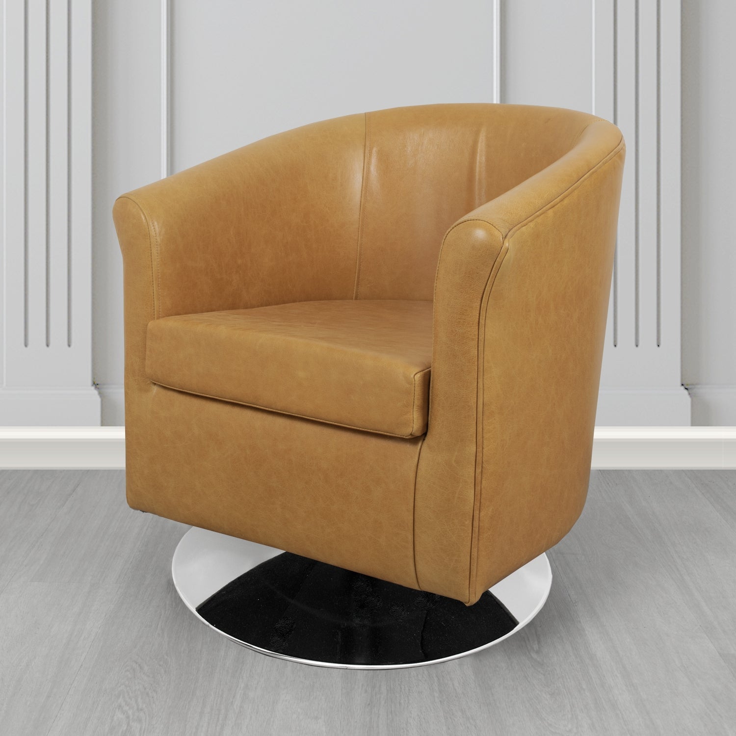 Tuscany Swivel Tub Chair in Crib 5 Old English Genuine Leather